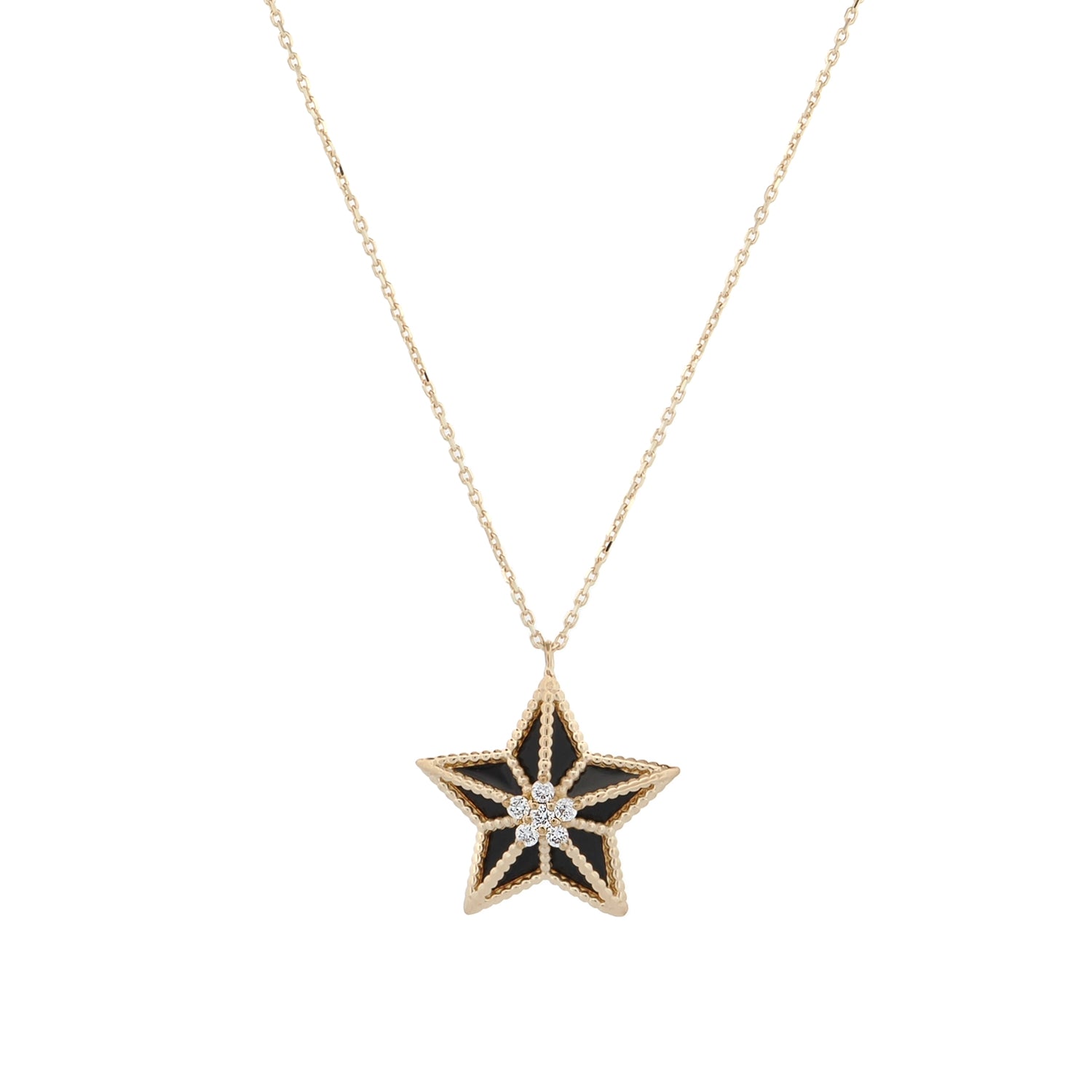 14K Gold Star Necklace with Sparkling Diamonds for a Stylish, Protective Fashion Piece