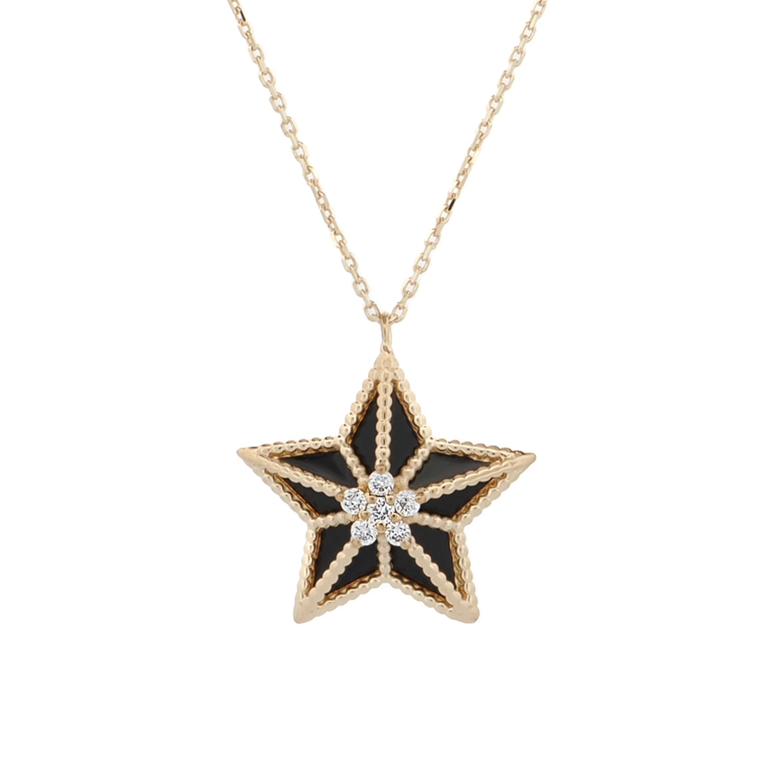 14K Yellow Gold Necklace with Diamond Star Pendant for Elegance and Inspiration