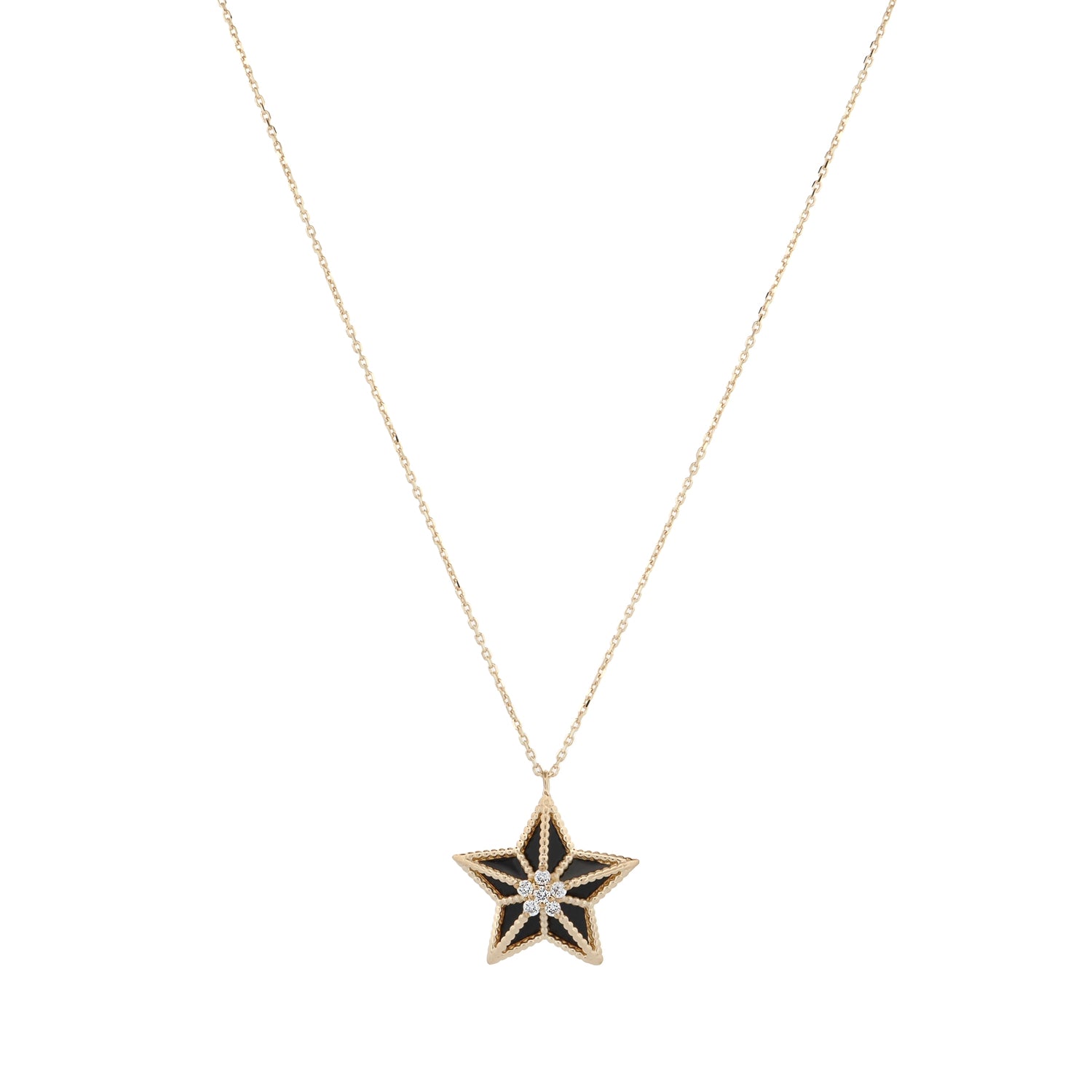 Handcrafted 14K Gold Necklace with Radiant Star Pendant and Sparkling Diamonds
