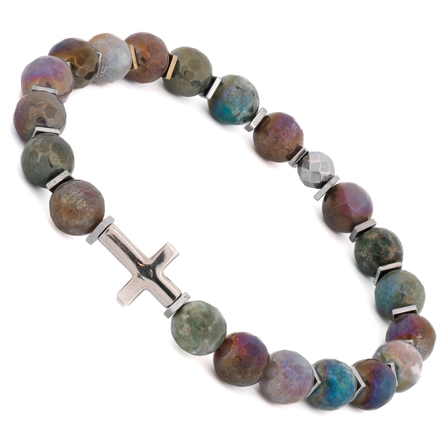 Spiritual Silver Cross Charm Bracelet
