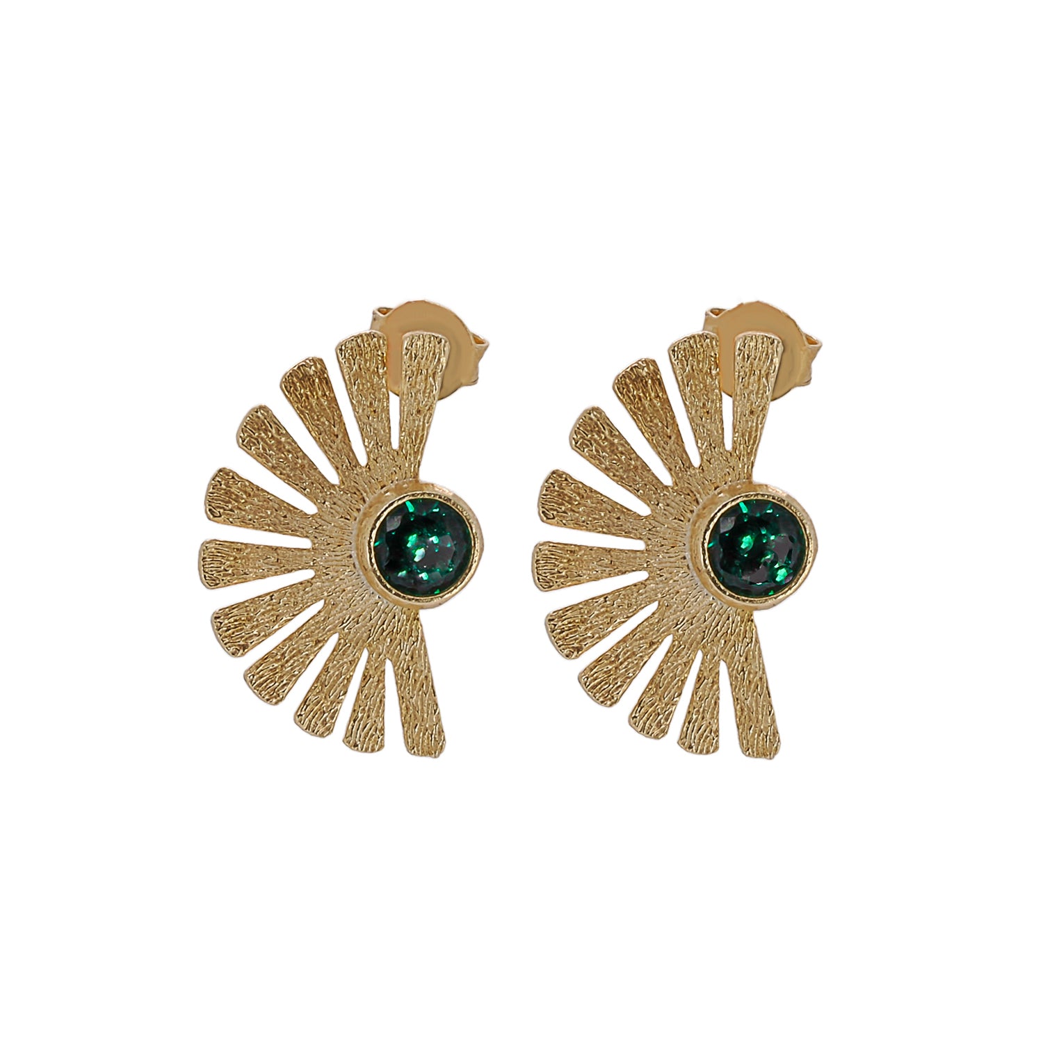 Cleopatra-inspired earrings with 18K gold-plated sterling silver and vibrant green jade gemstones