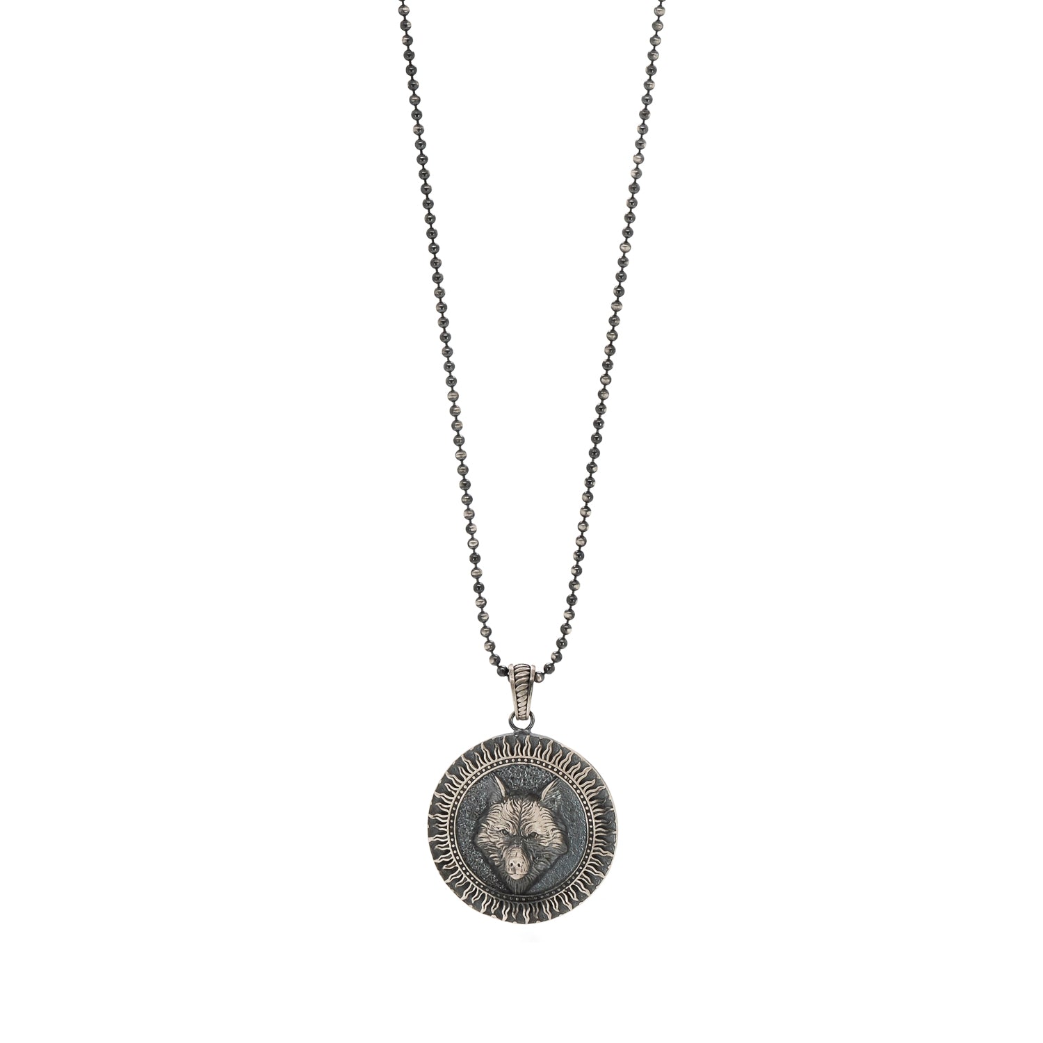 elegant 925 sterling silver necklace with detailed wolf engraving pendant
