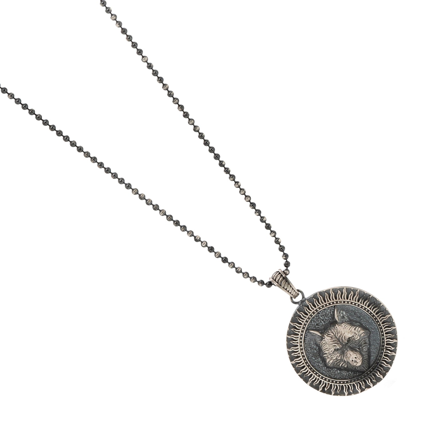 sterling silver wolf symbol pendant necklace, handmade and symbolic