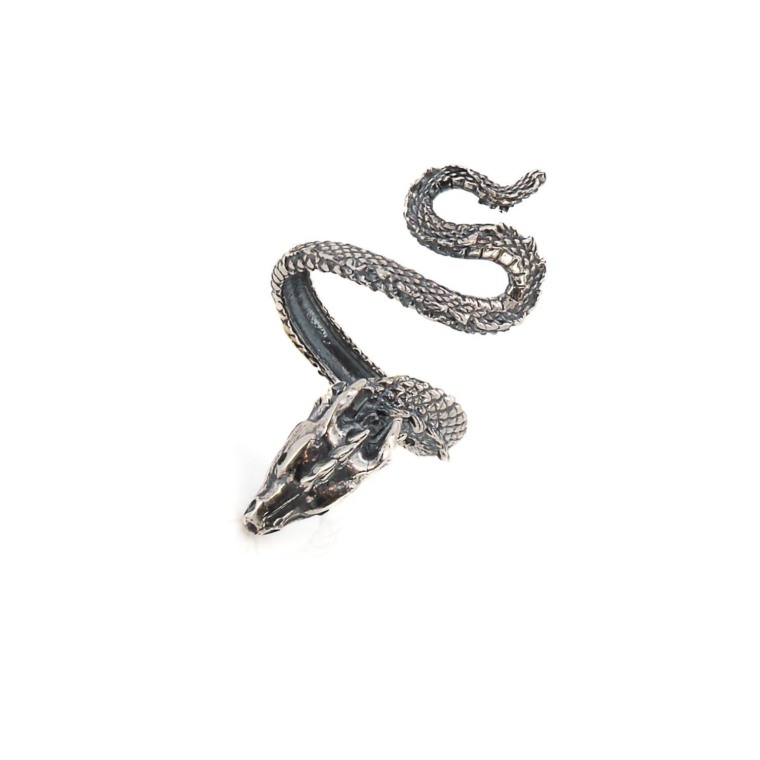 Handmade Snake Ring with Emerald Stones - Symbolic Jewelry