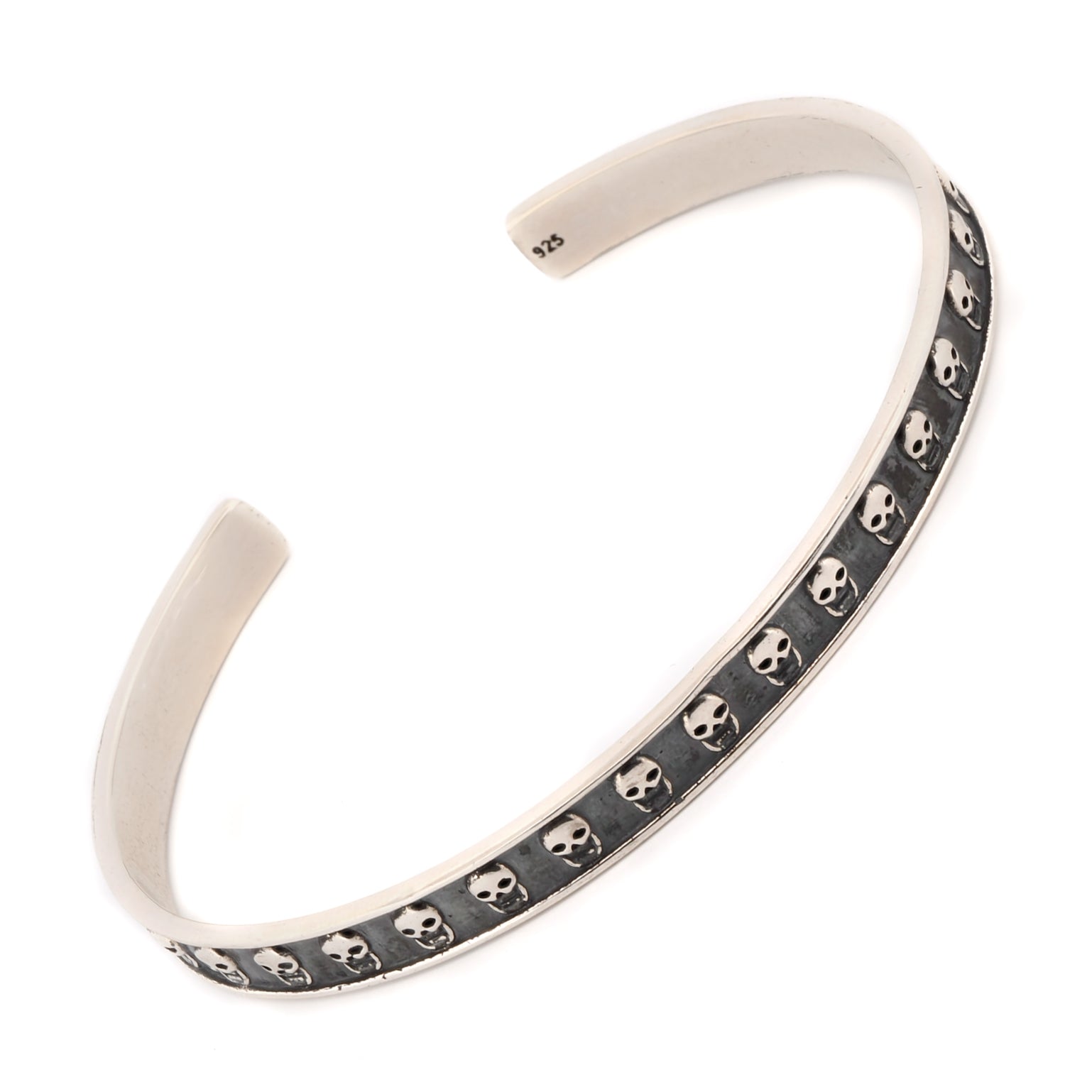 Sterling Silver Skull Symbol Cuff Bracelet