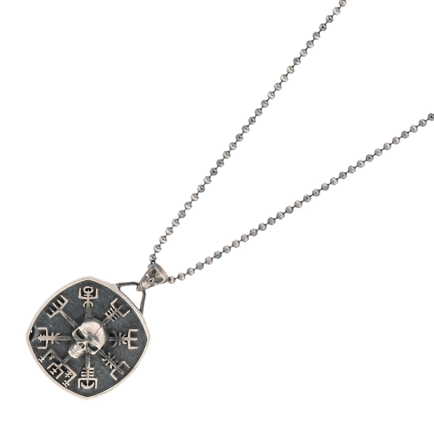 viking inspired sterling silver skull pendant necklace