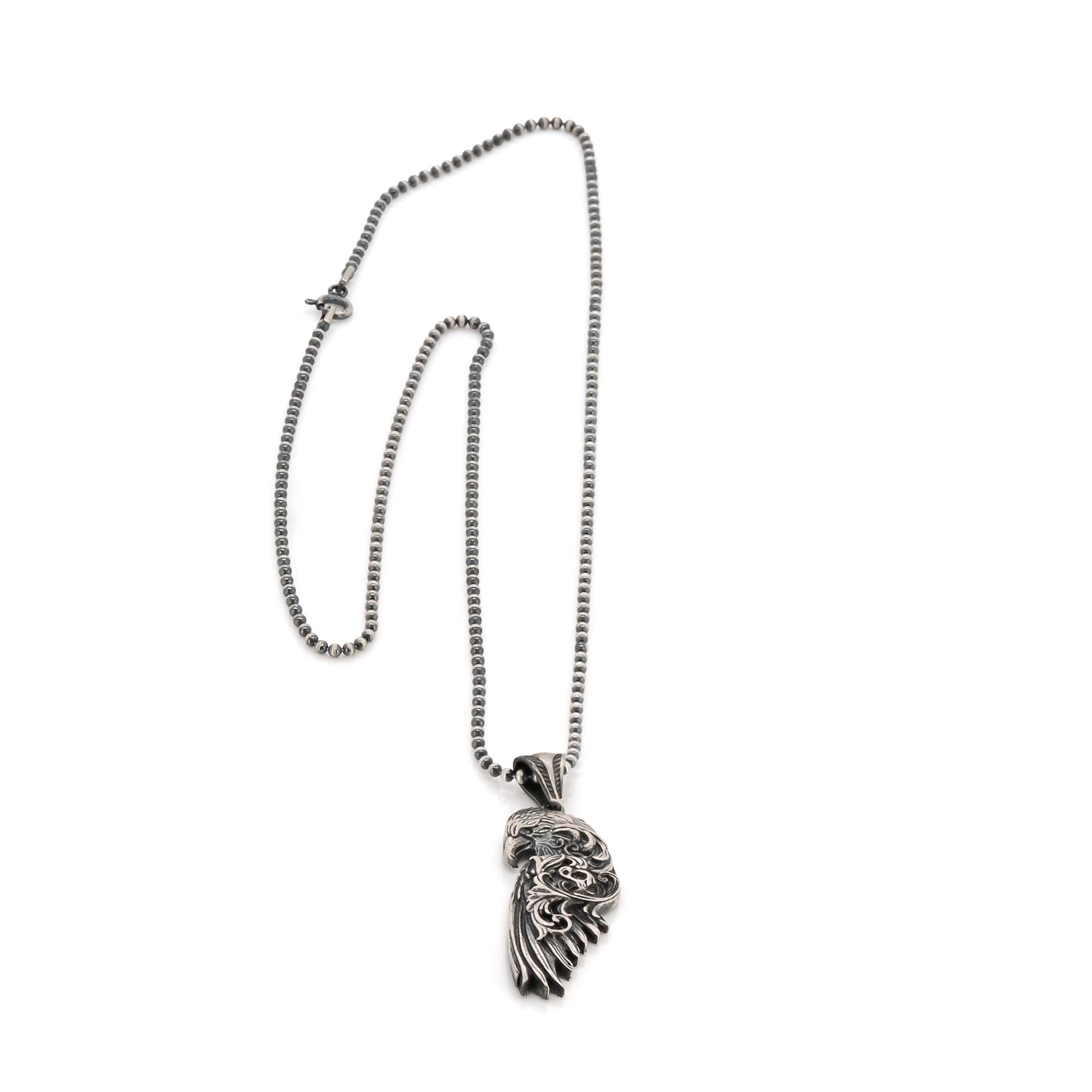 handmade eagle pendant necklace in sterling silver