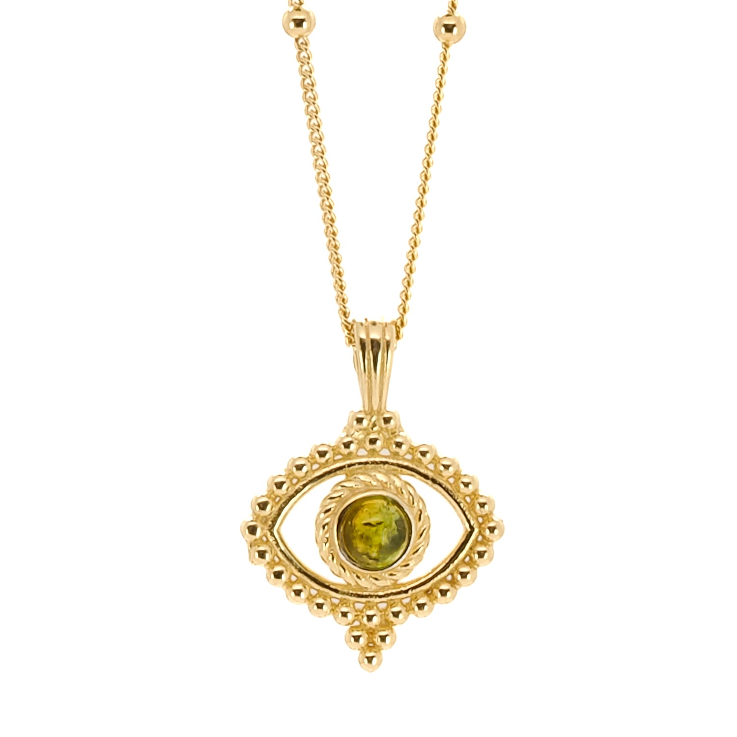 Vibrant Tourmaline Colors in Evil Eye Pendant