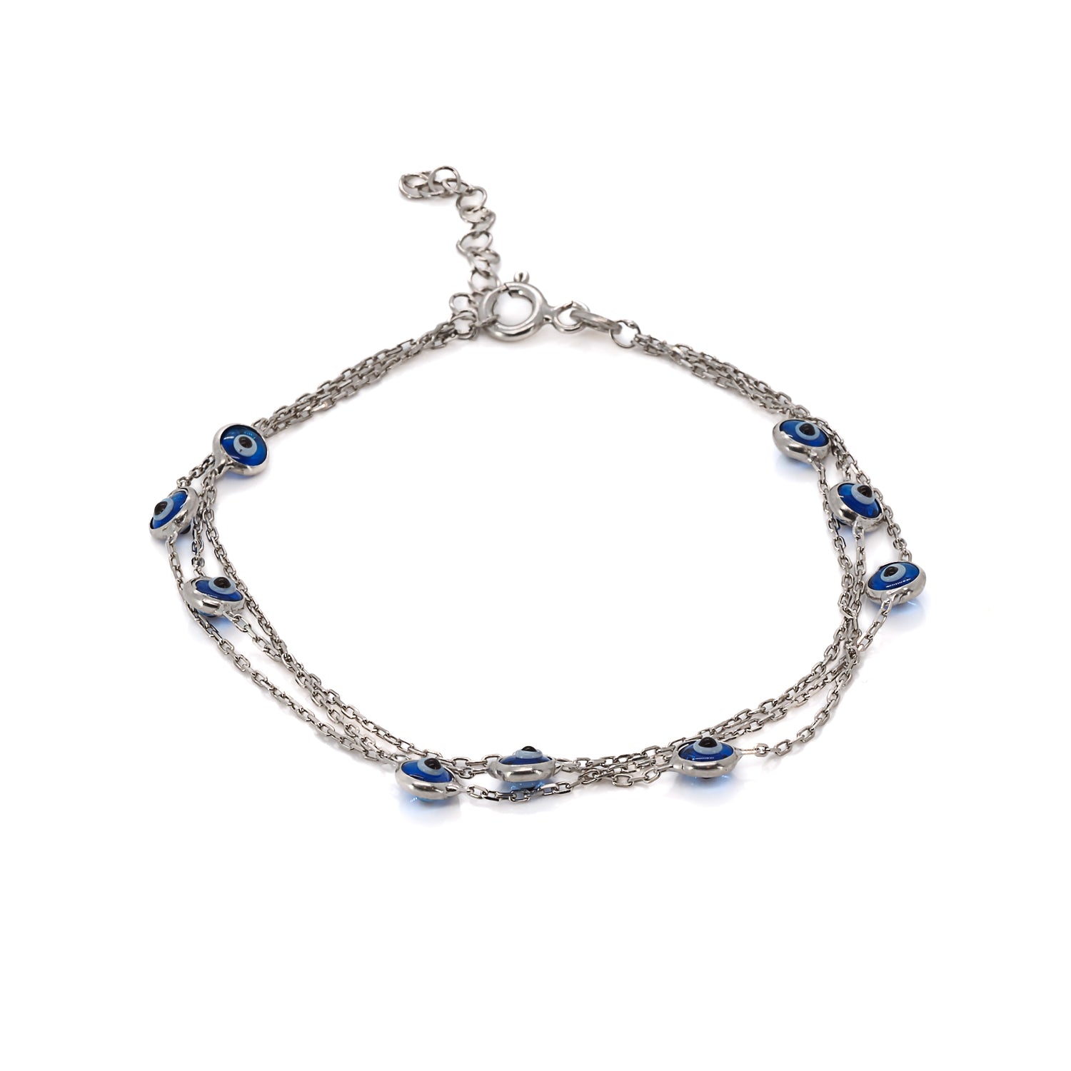 Triple Chain Evil Eye Silver Bracelet: Spirituality meets style.