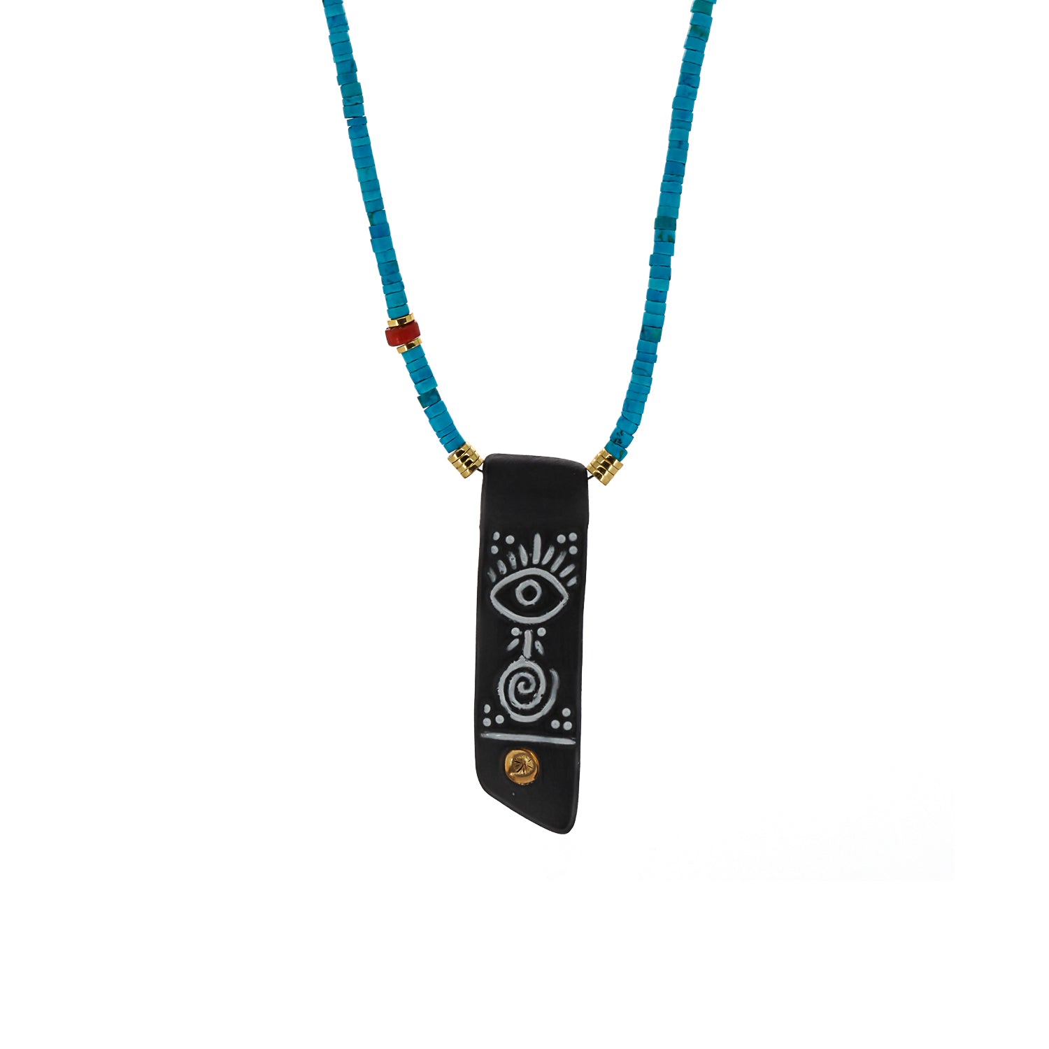 Turquoise Beaded Talisman Necklace - Spiritual Beauty.