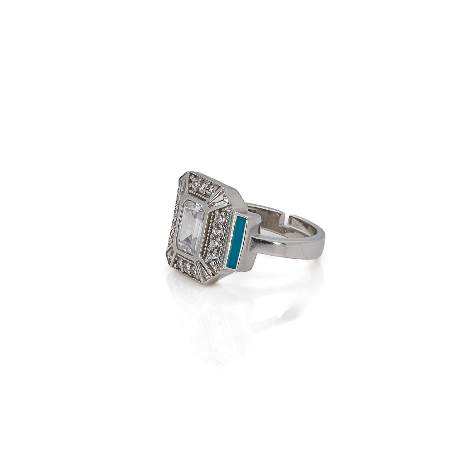 Captivating Diamond &amp; Enamel Ring - Adjustable and Stylish
