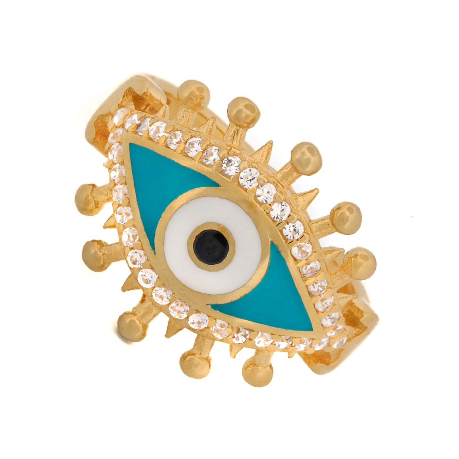 Luxurious Turquoise &amp; Diamond Gold Ring