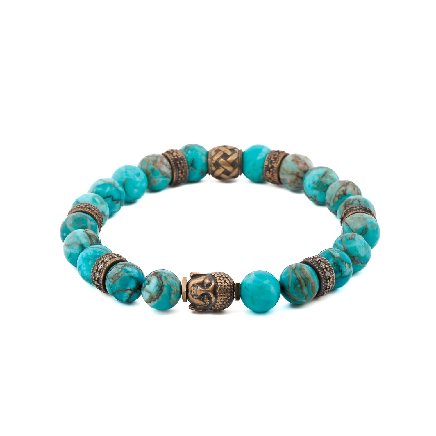 Turquoise Stone & Buddha Bead Hope Bracelet with Bronze Buddha Bead