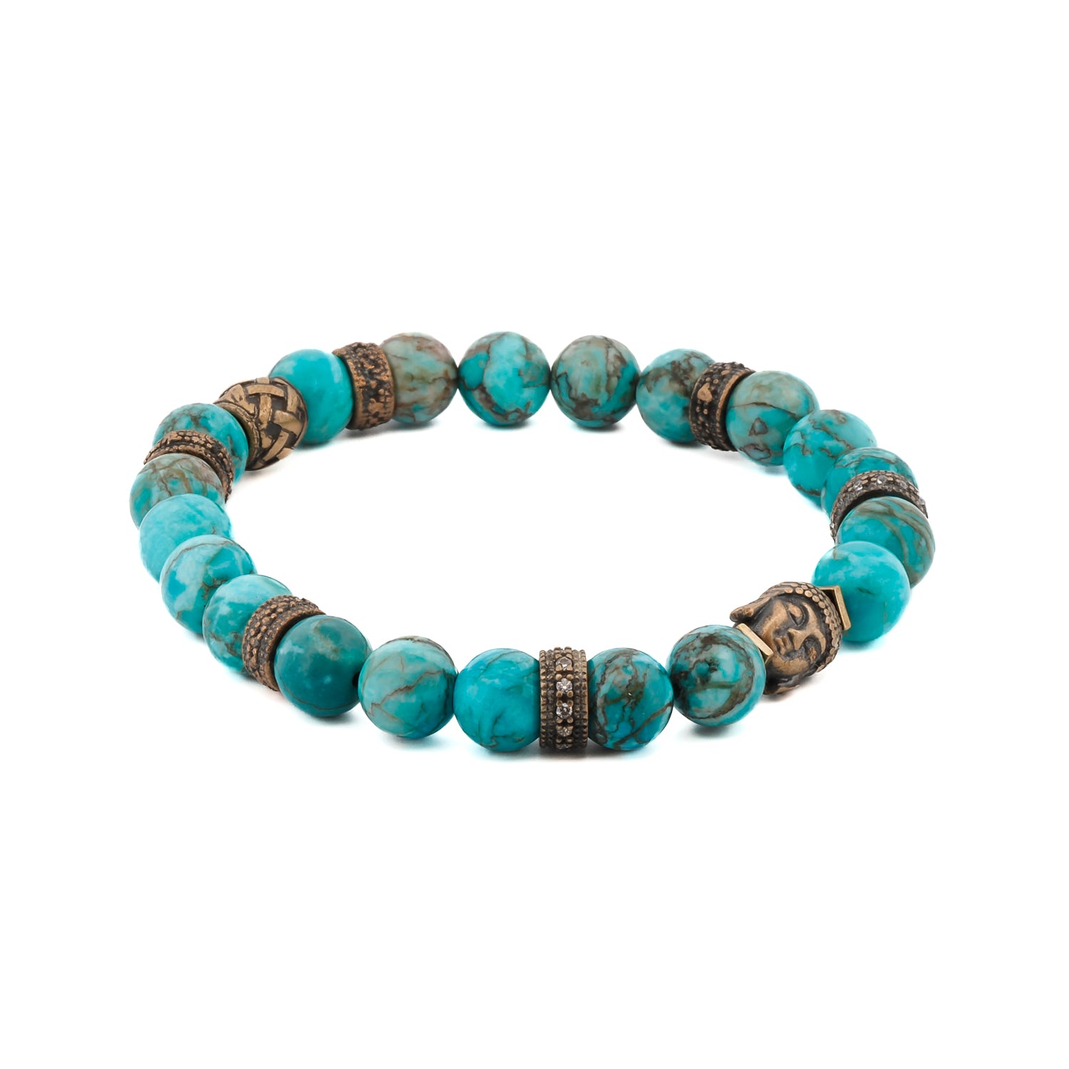 Spiritual Hope Bracelet with Turquoise Stone Beads and Bronze Buddha Bead