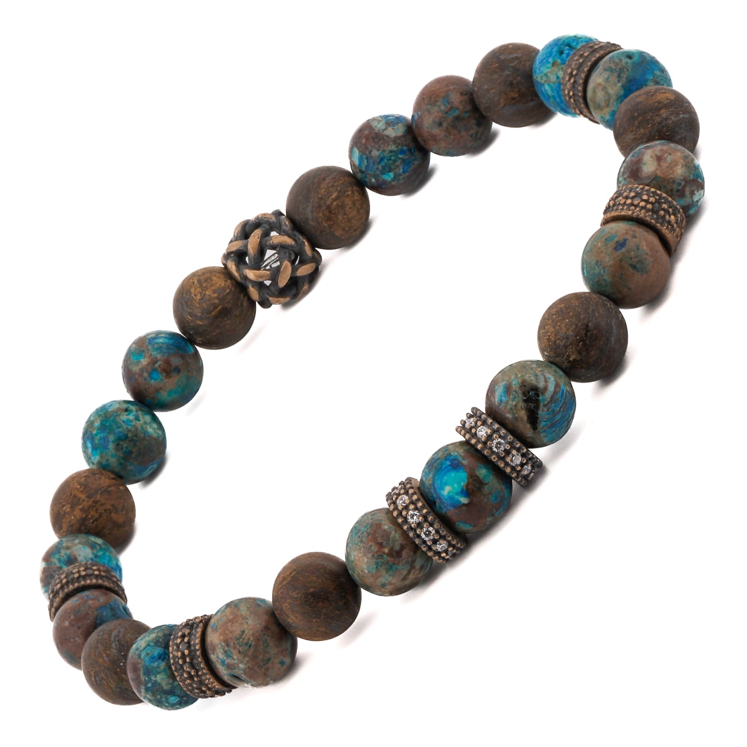 Brown Blue Turquoise Bead Bracelet