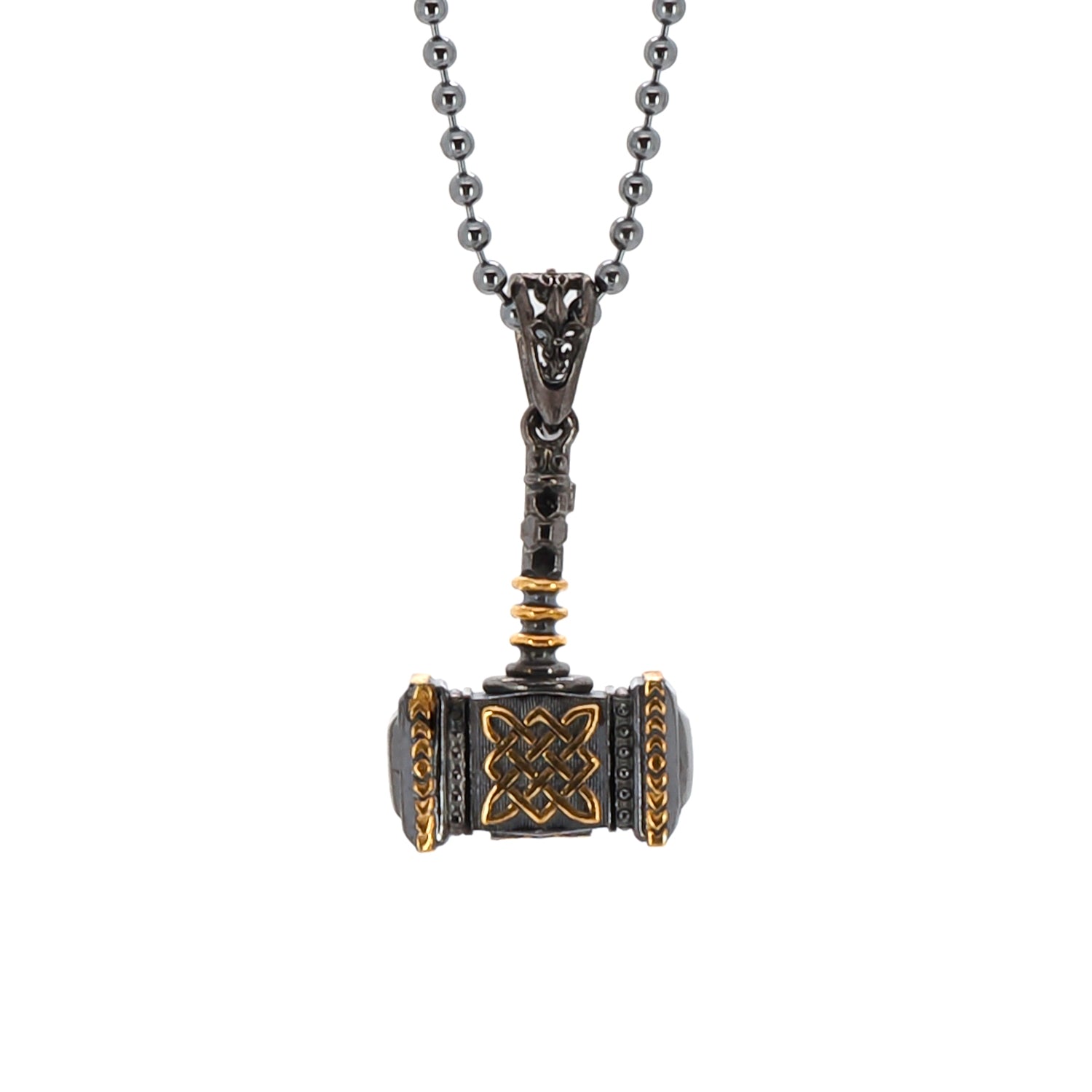 Unleash the gods' power: Viking Thor Hammer Sterling Silver & Gold Pendant