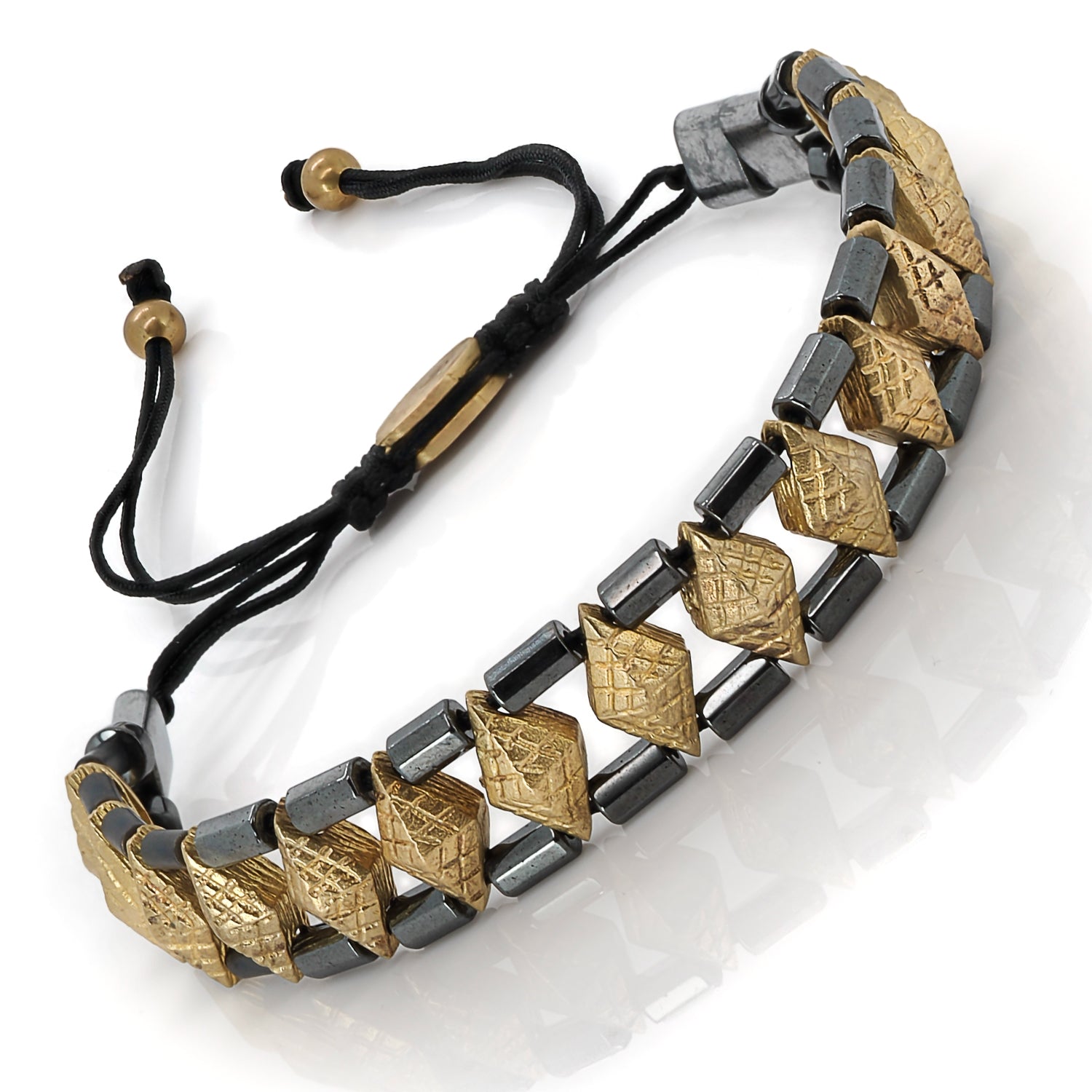 Handmade Hematite and Gold Bracelet - Unisex Design, Your Wearable Source of Grounding and Protection