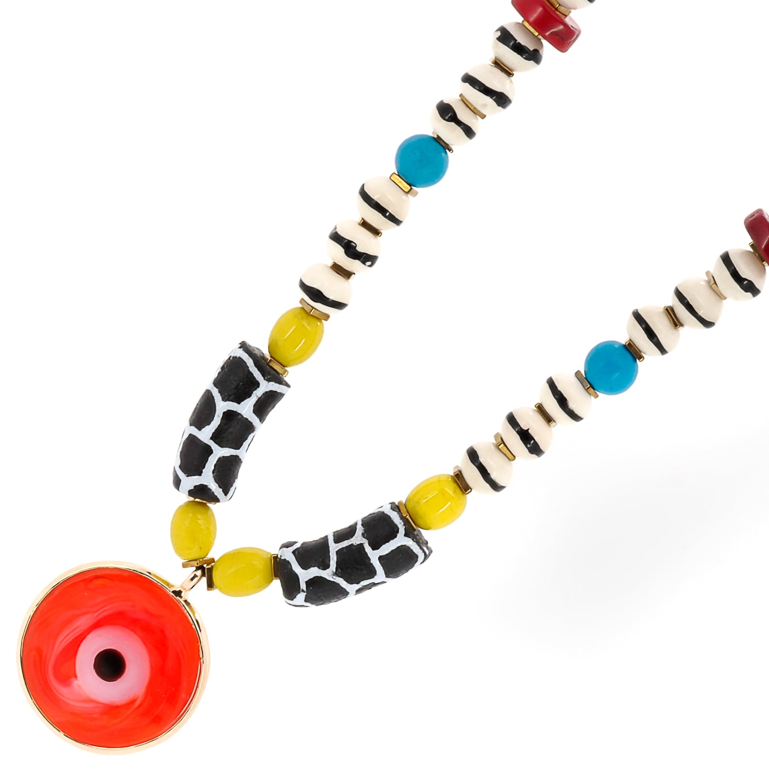 Close-up shot of the Nepal yellow beads, symbolizing happiness and optimism in the African Yellow Happiness Necklace.