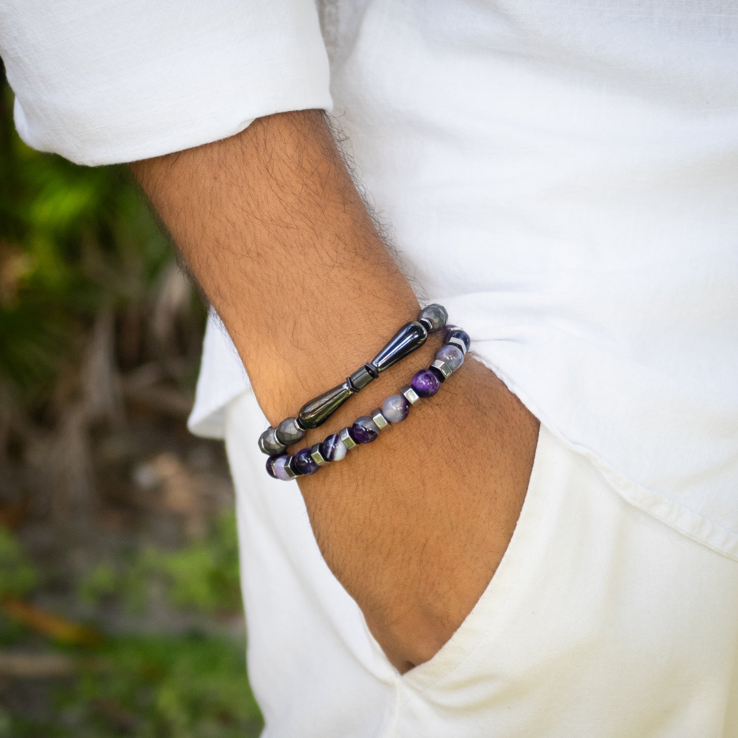 Agate Stone Aura Beaded Bracelet