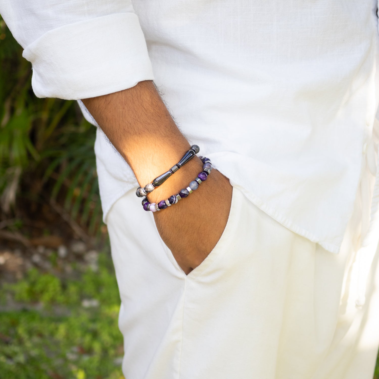 Agate Stone Aura Beaded Bracelet