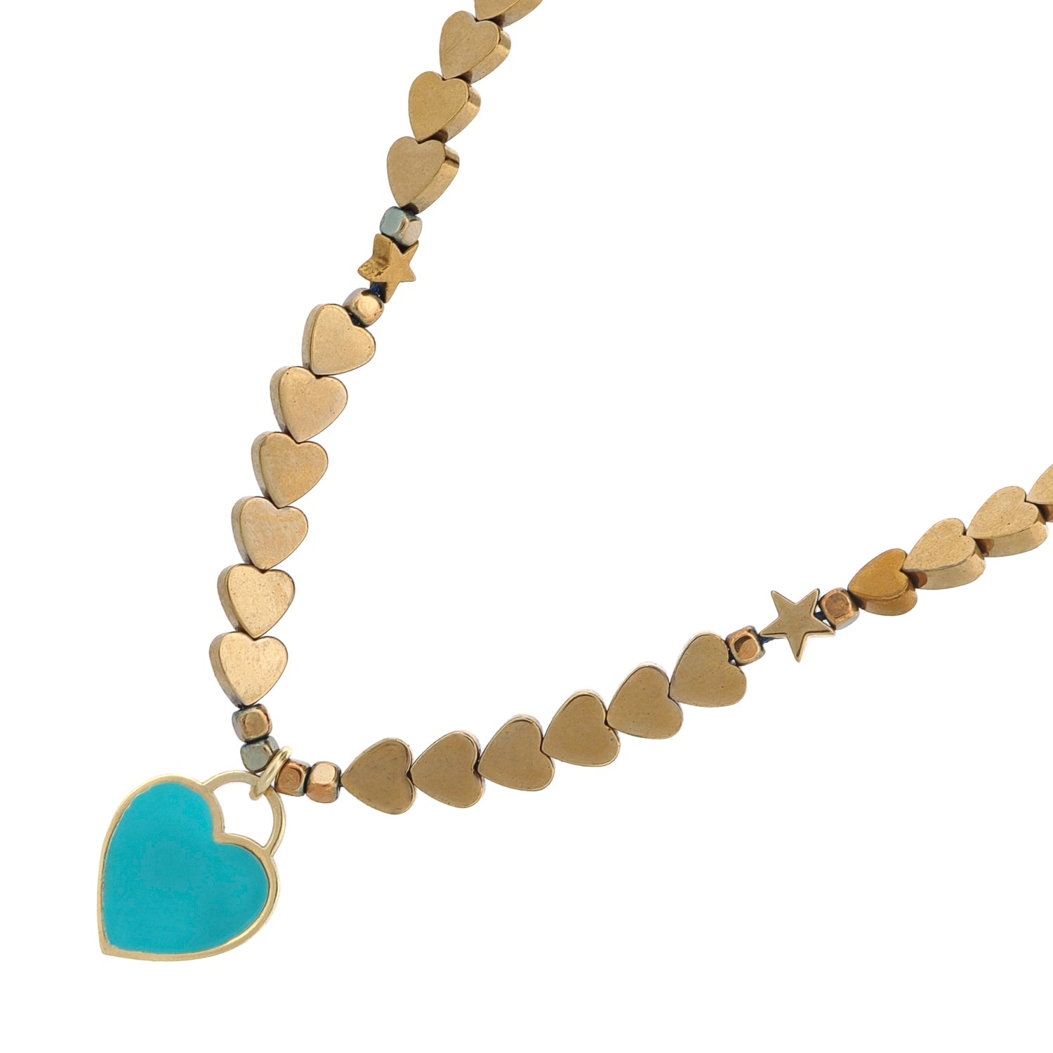 Azure Heartbeat Gold Necklace