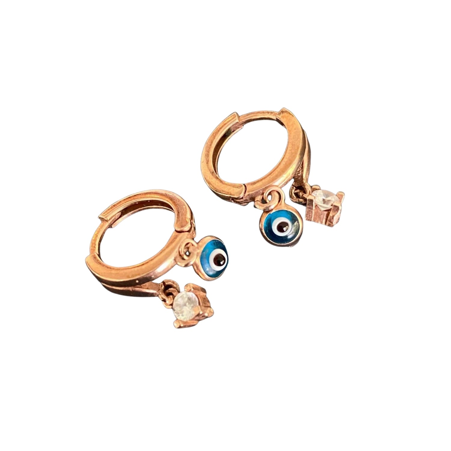 Baby Evil Eye Rose Gold Earrings