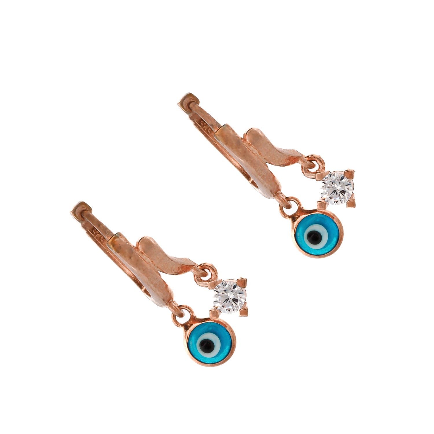 Baby Evil Eye Rose Gold Earrings