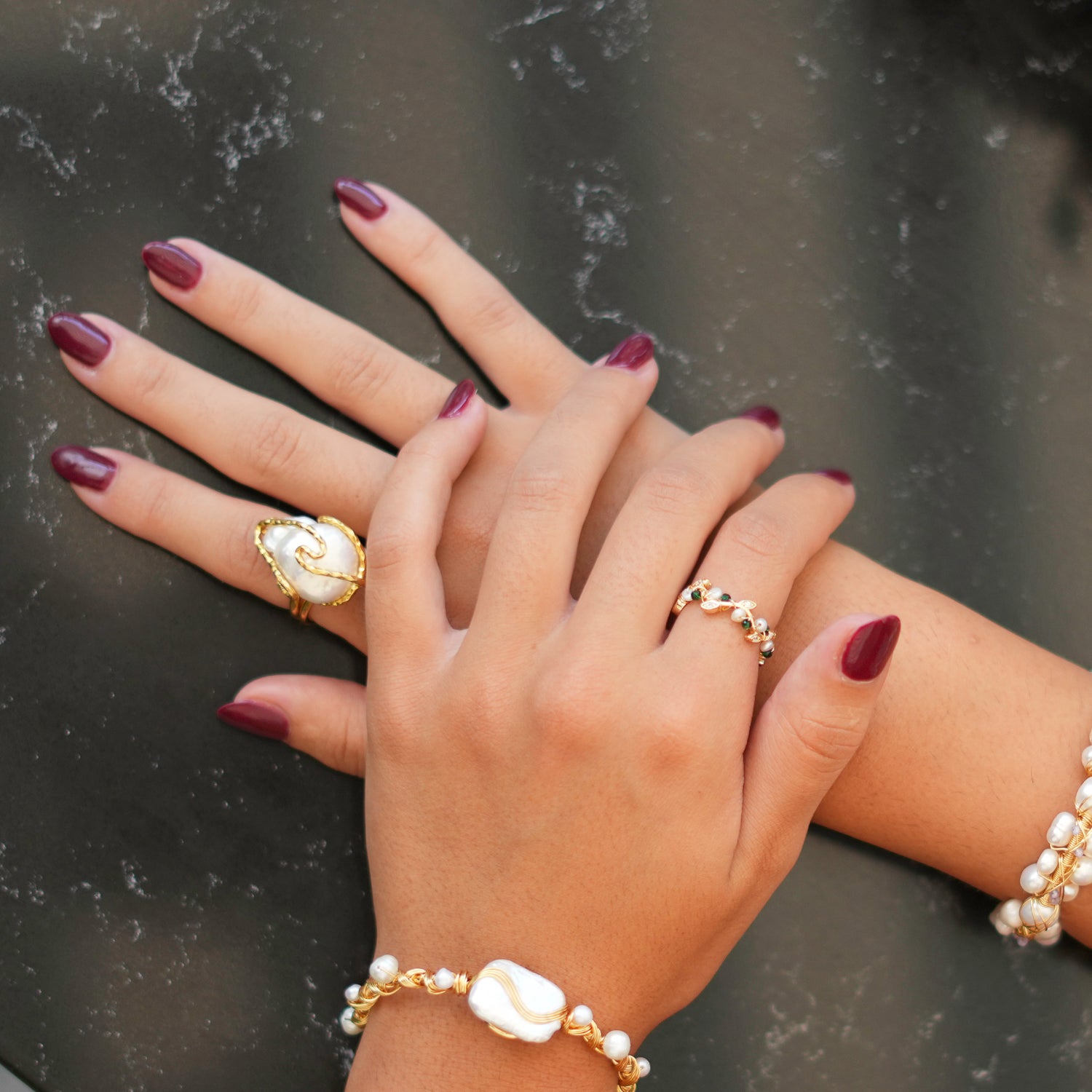 Bold Baroque Pearl Gold Ring with Isis Design for a Unique, Mystical Fashion Statement