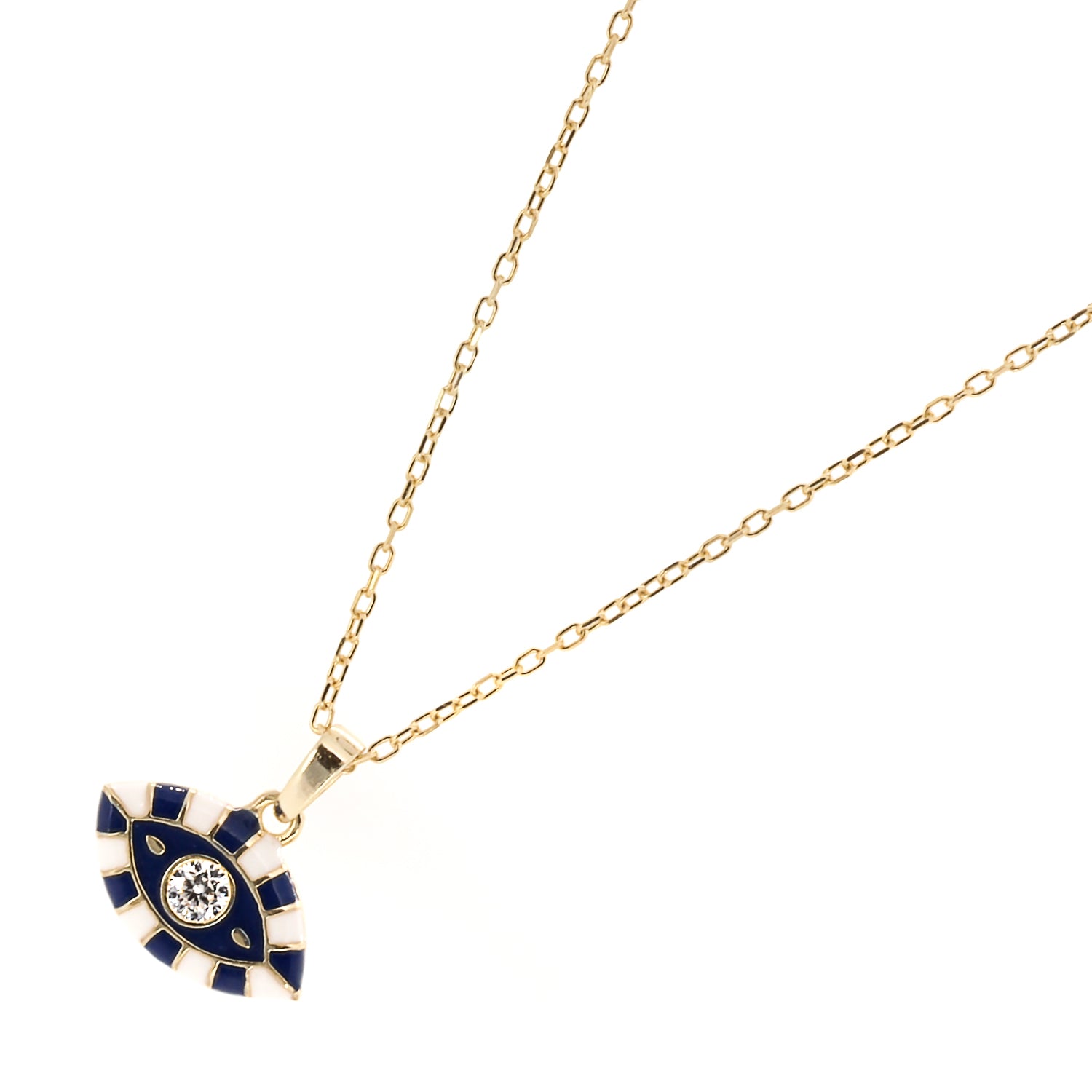 Stylish shot of the Black And White Evil Eye Necklace, showcasing the elegance and allure it adds to any outfit.