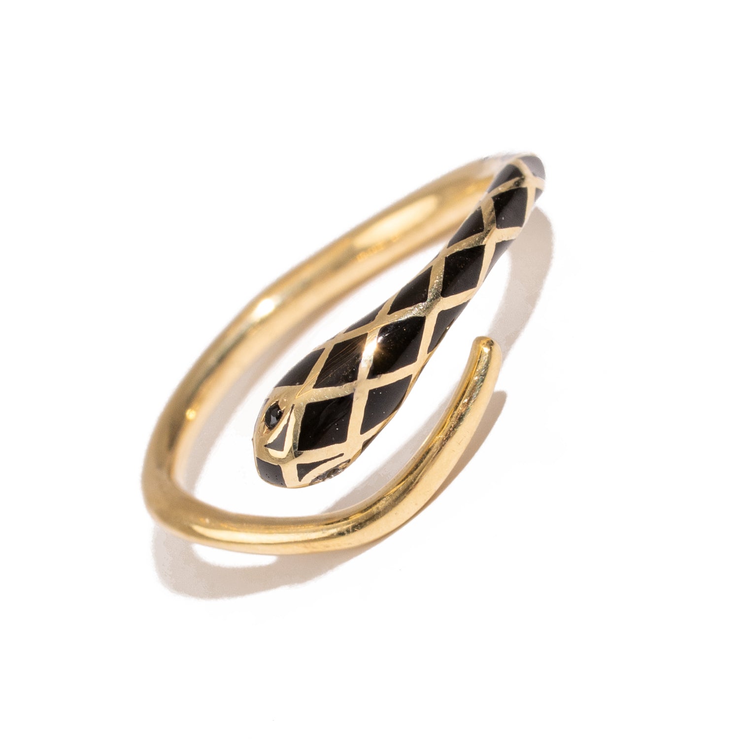 Black Enamel Gold Snake Ring