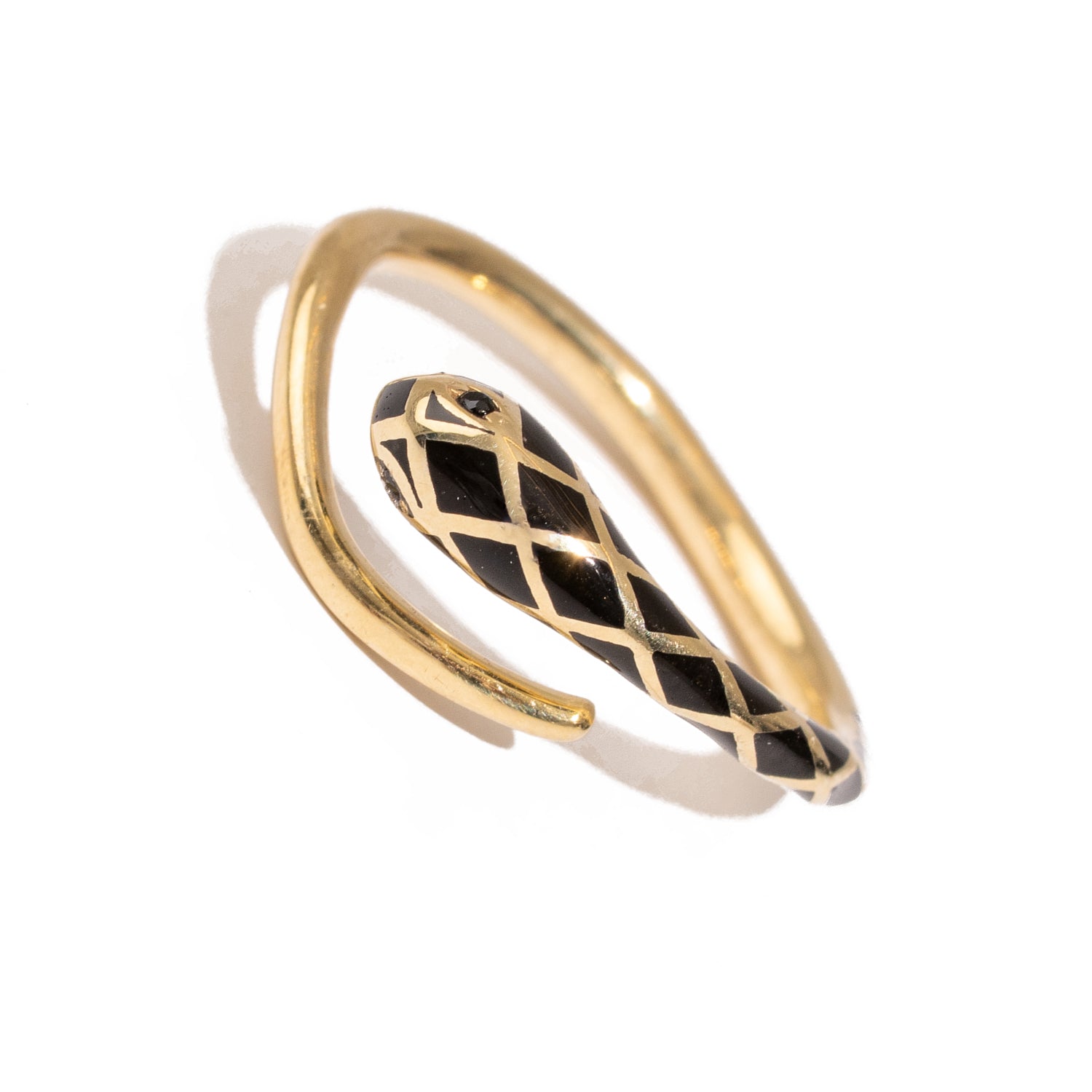 Black Enamel Gold Snake Ring