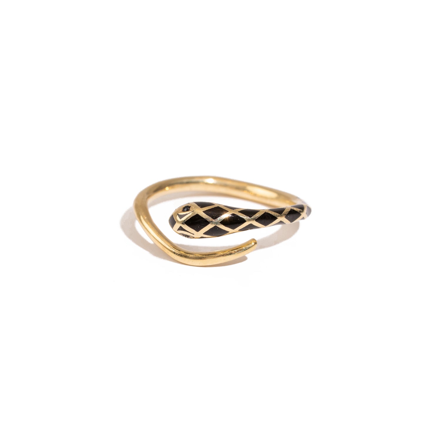 Black Enamel Gold Snake Ring