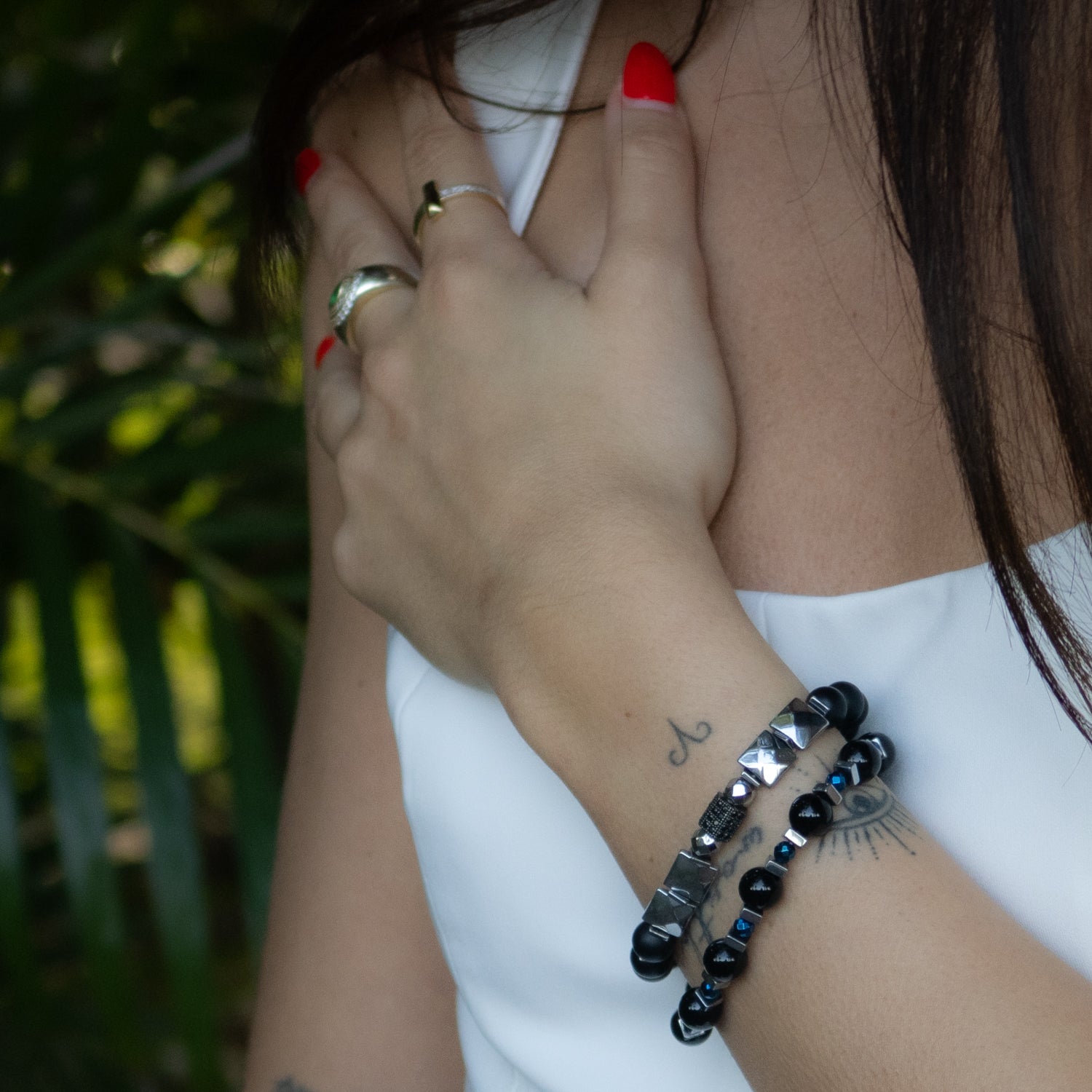 Black Shine Beaded Bracelet
