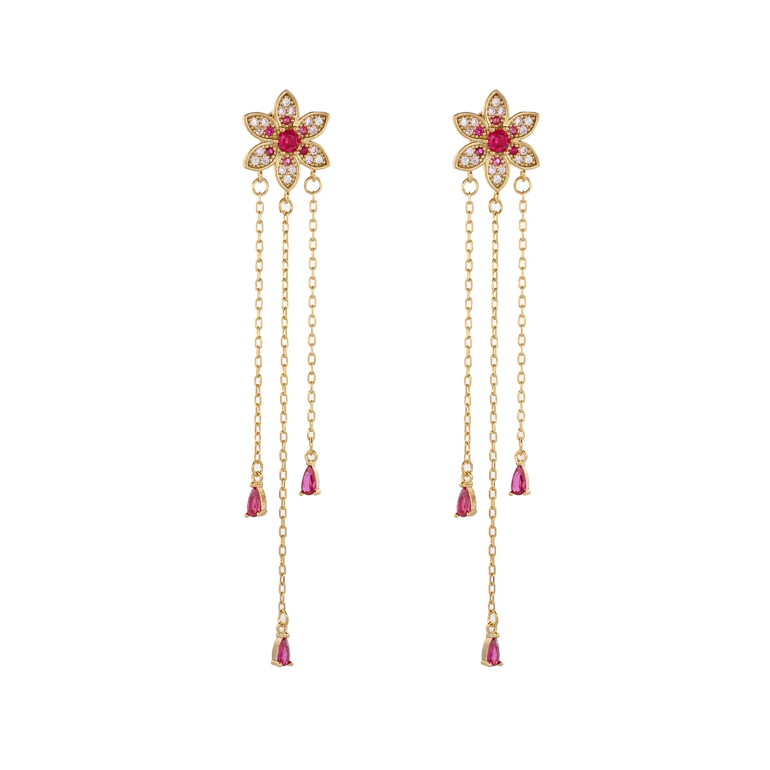 Blossom Glow Ruby Drop Earrings