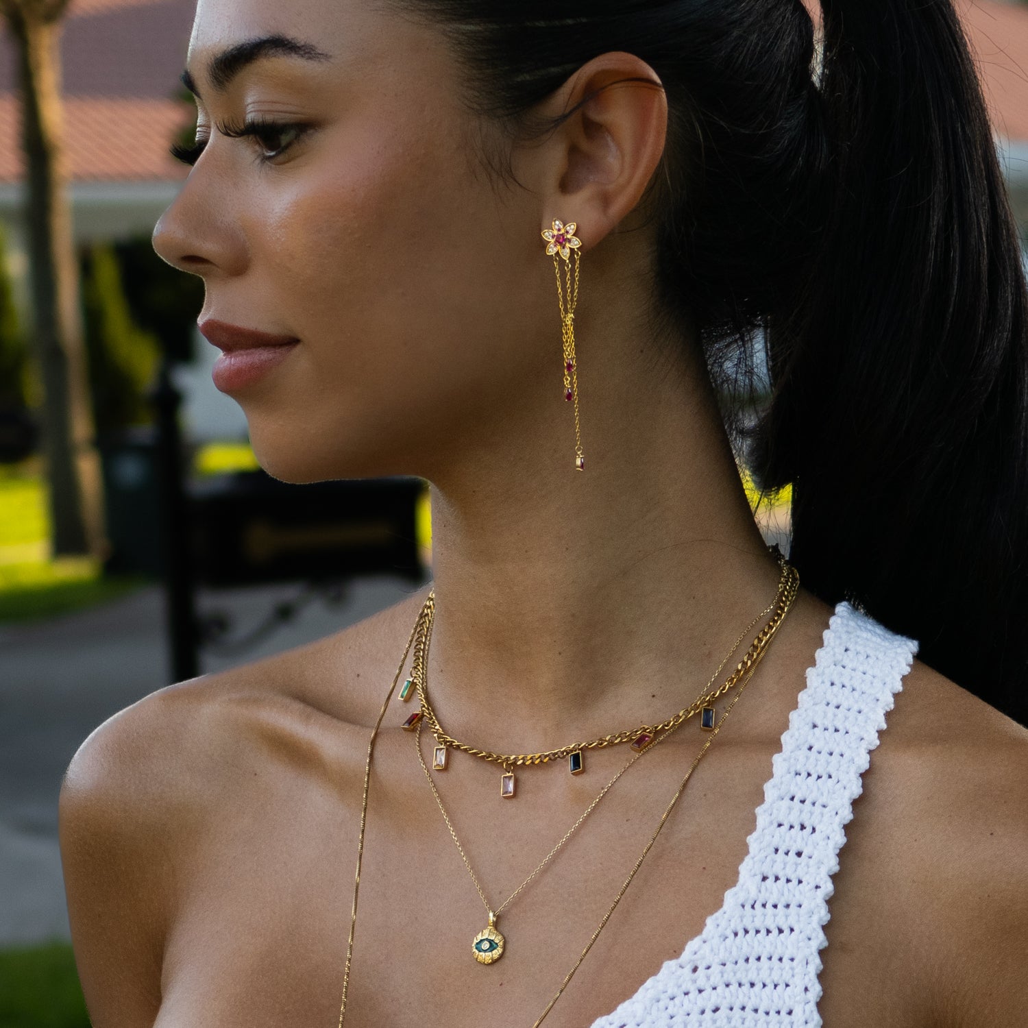 Blossom Glow Ruby Drop Earrings