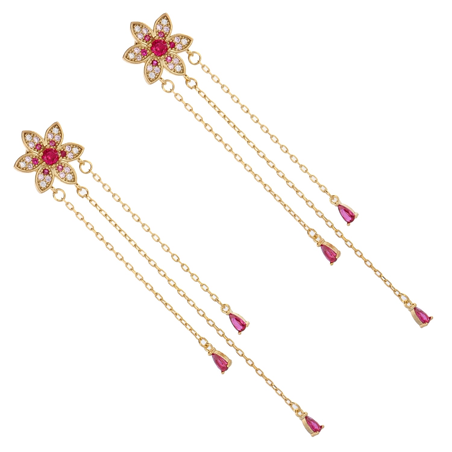 Blossom Glow Ruby Drop Earrings
