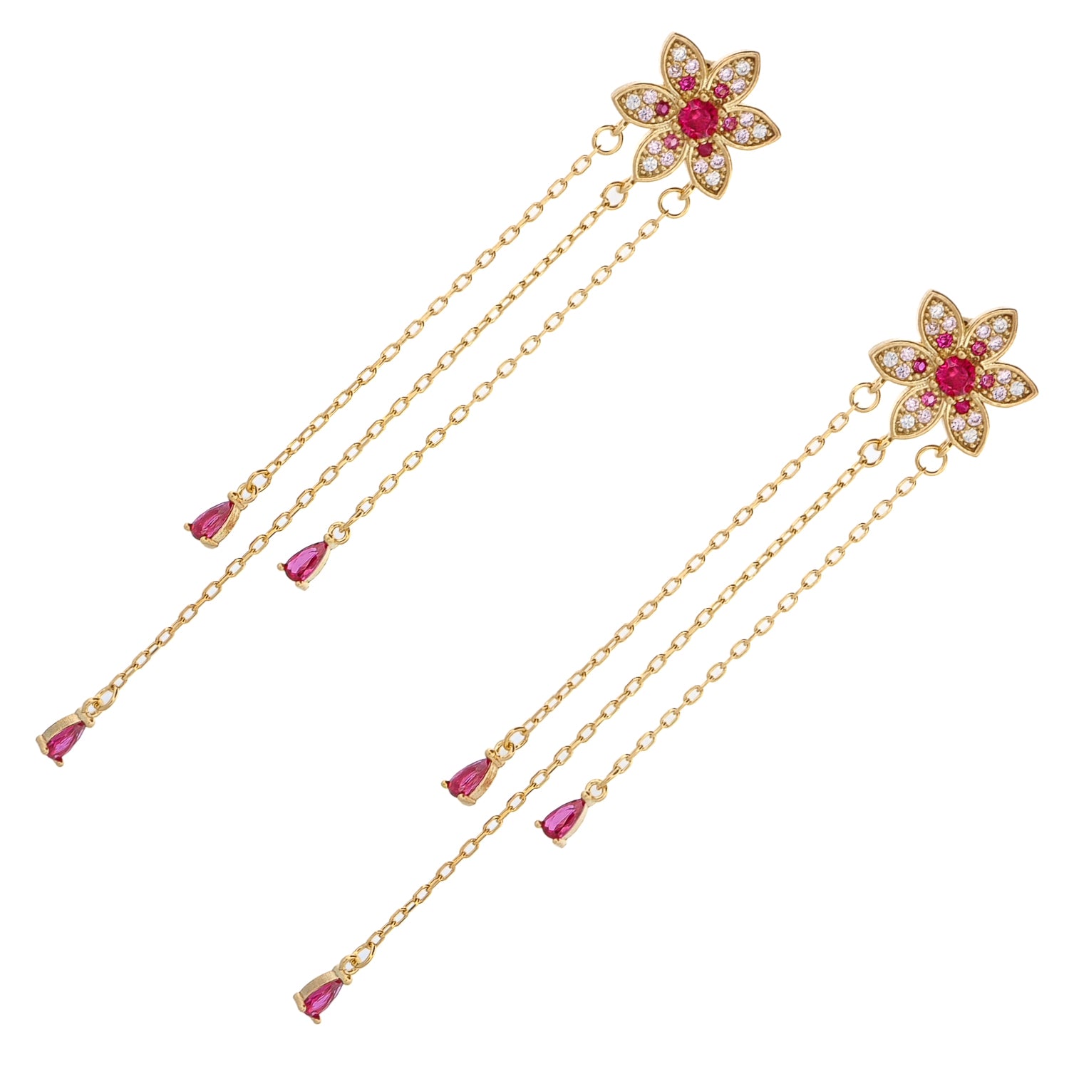 Blossom Glow Ruby Drop Earrings