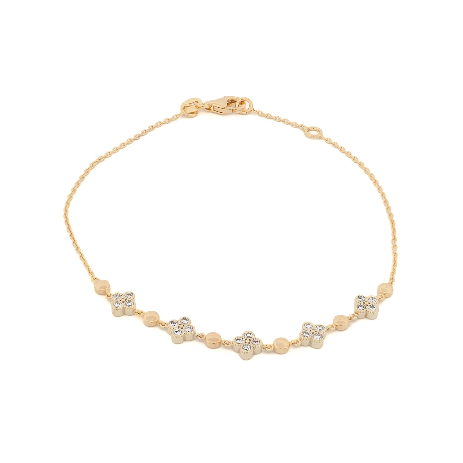 Blossoming Love Diamond Solid Gold Bracelet