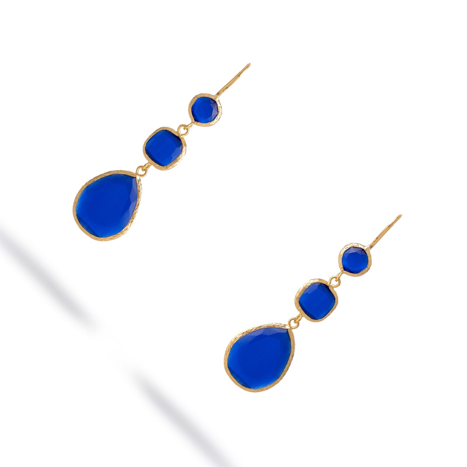 Blue Cat Eye Dangle Earrings