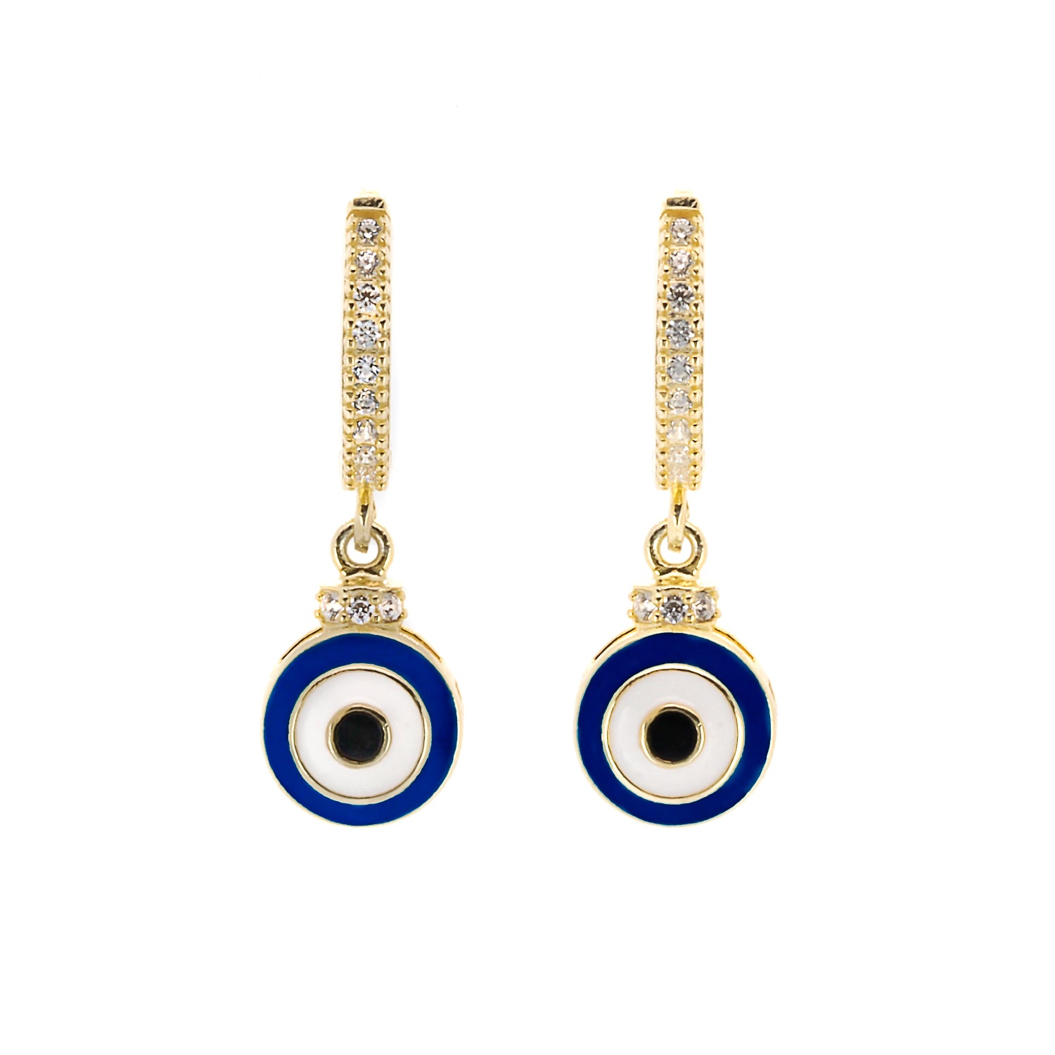 Blue Evil Eye Gold Earrings with gold-plated sterling silver and zircon stones