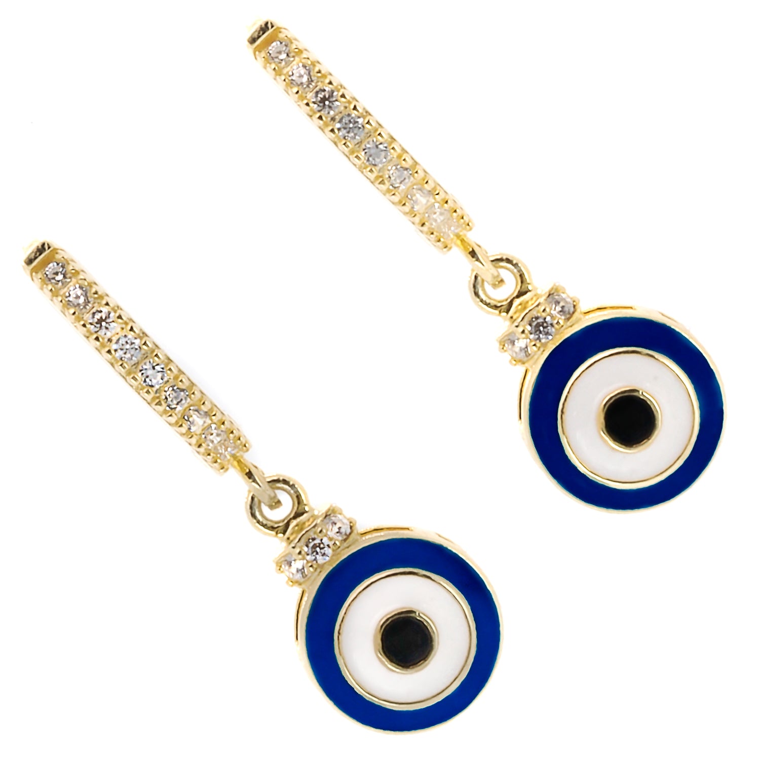 Eye-catching Blue Evil Eye Gold Earrings with intricate details