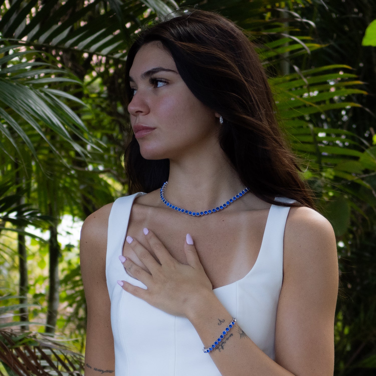 Blue Sapphire Stone Bracelet with Silver-Plated Bronze Base, Symbolizing Wisdom, Strength, and Inner Peace