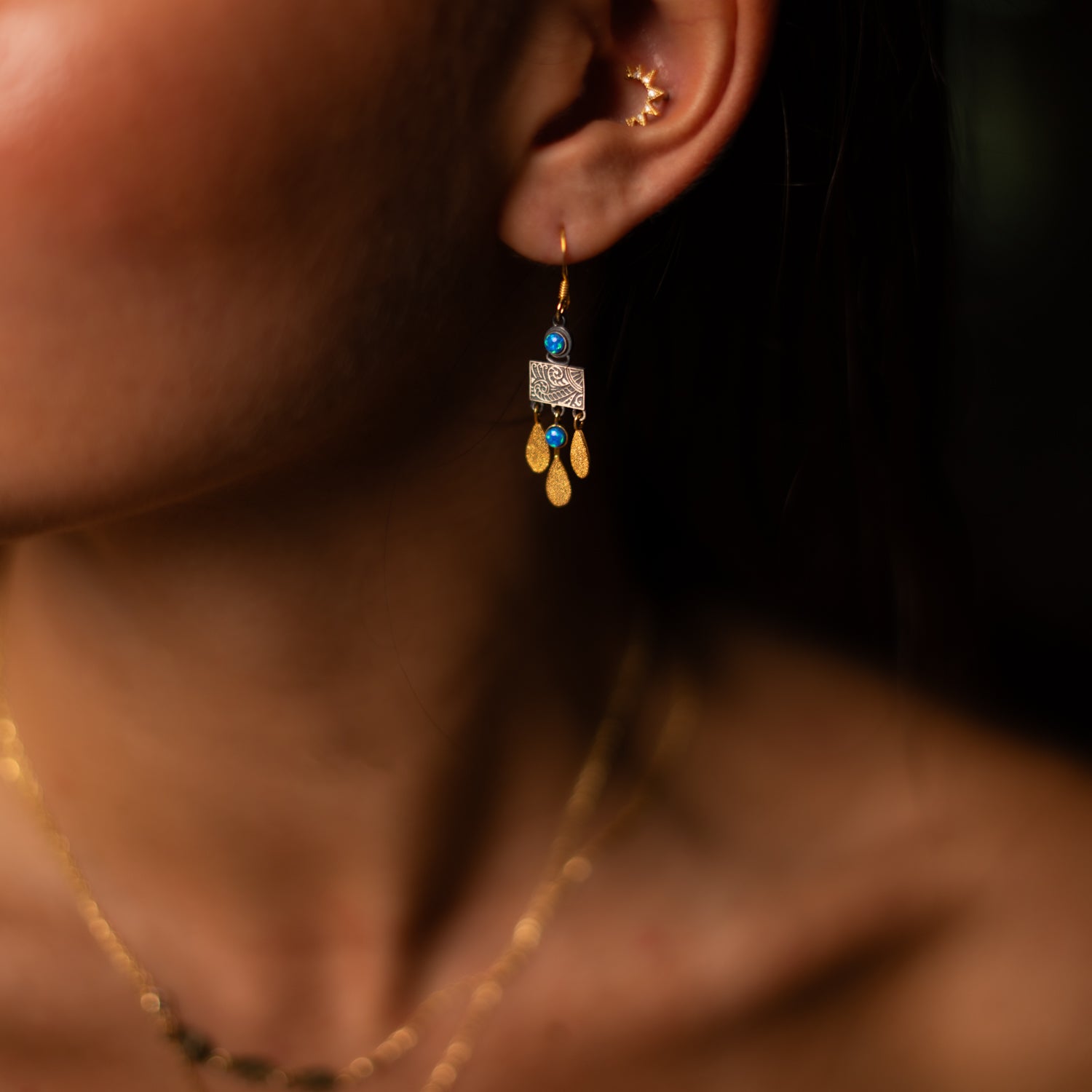 Bohemian Dream Blue Opal Earrings