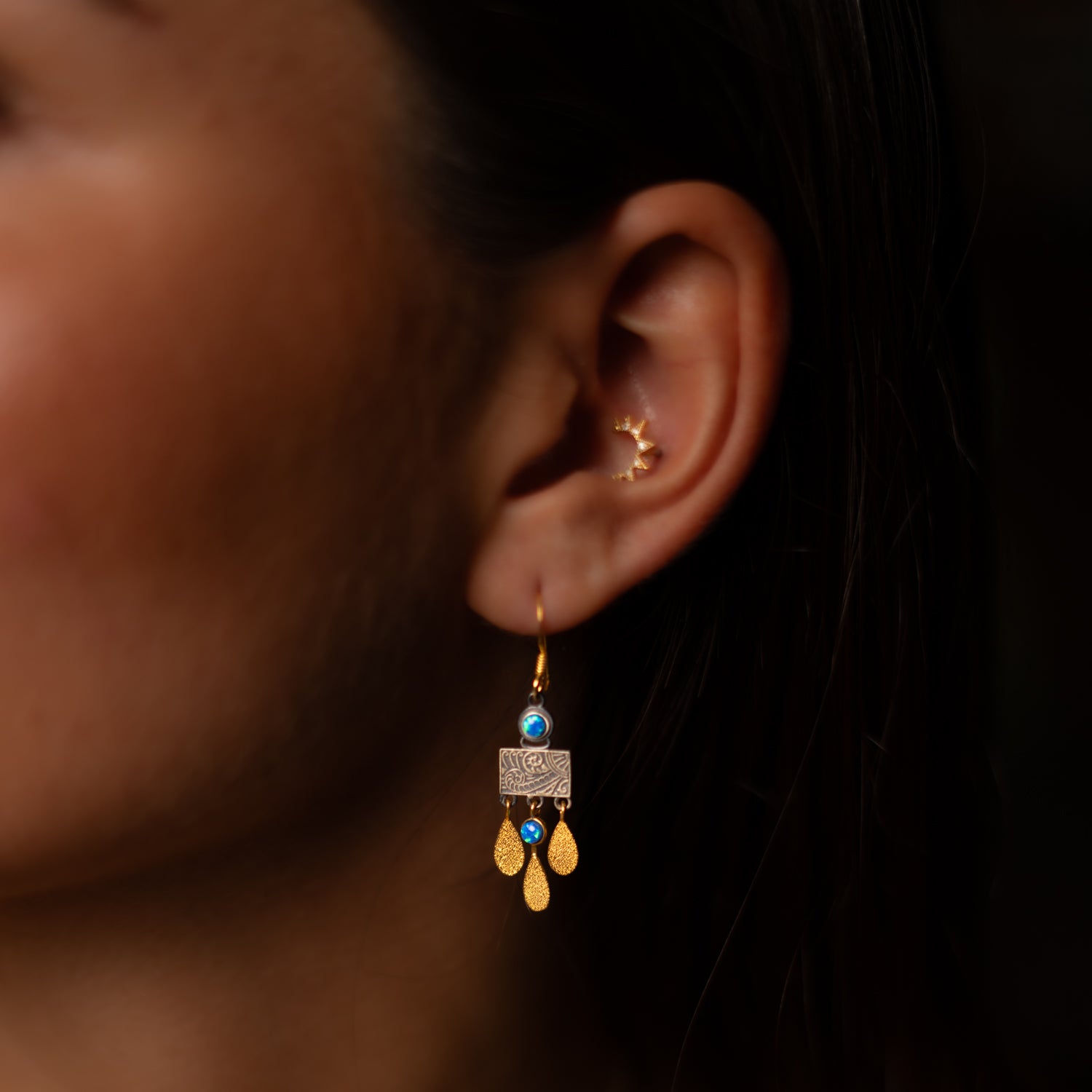Bohemian Dream Blue Opal Earrings