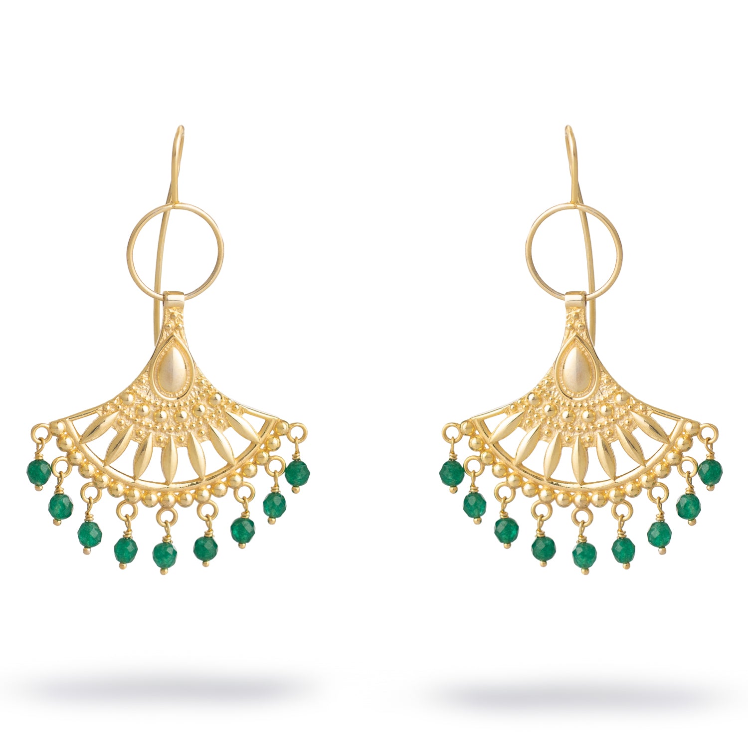 Bohemian Style Jade Sunburst Dangle Earrings