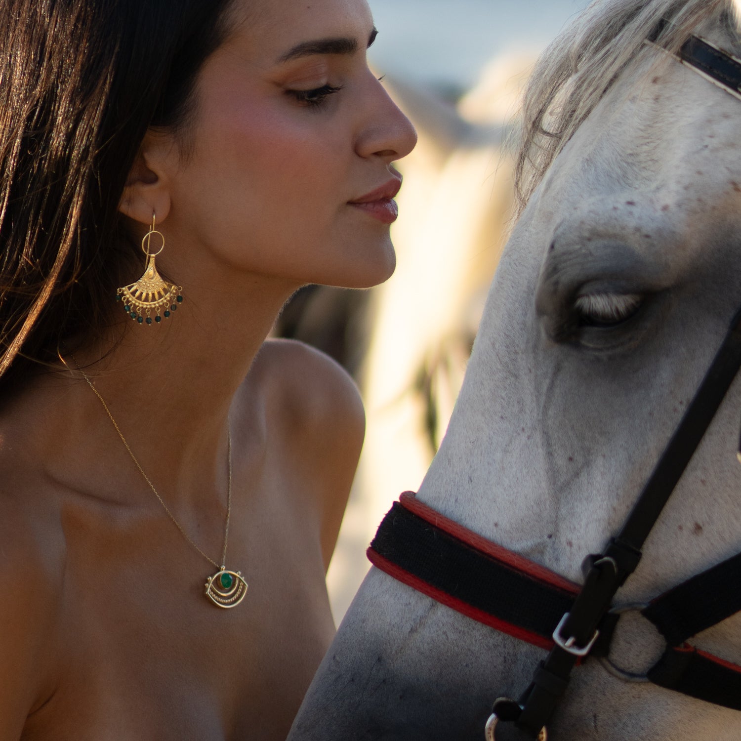 Bohemian Style Jade Sunburst Dangle Earrings