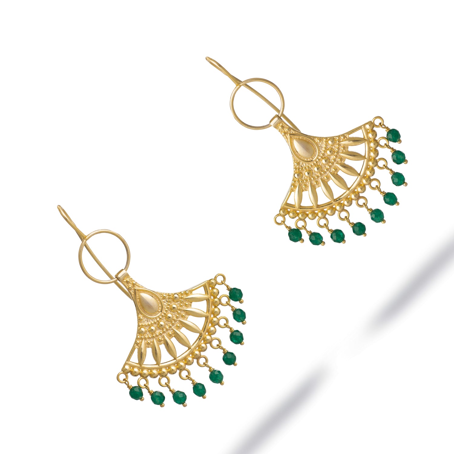 Bohemian Style Jade Sunburst Dangle Earrings