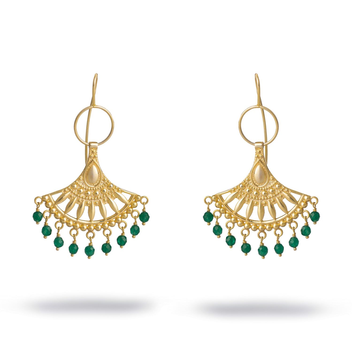 Bohemian Style Jade Sunburst Dangle Earrings