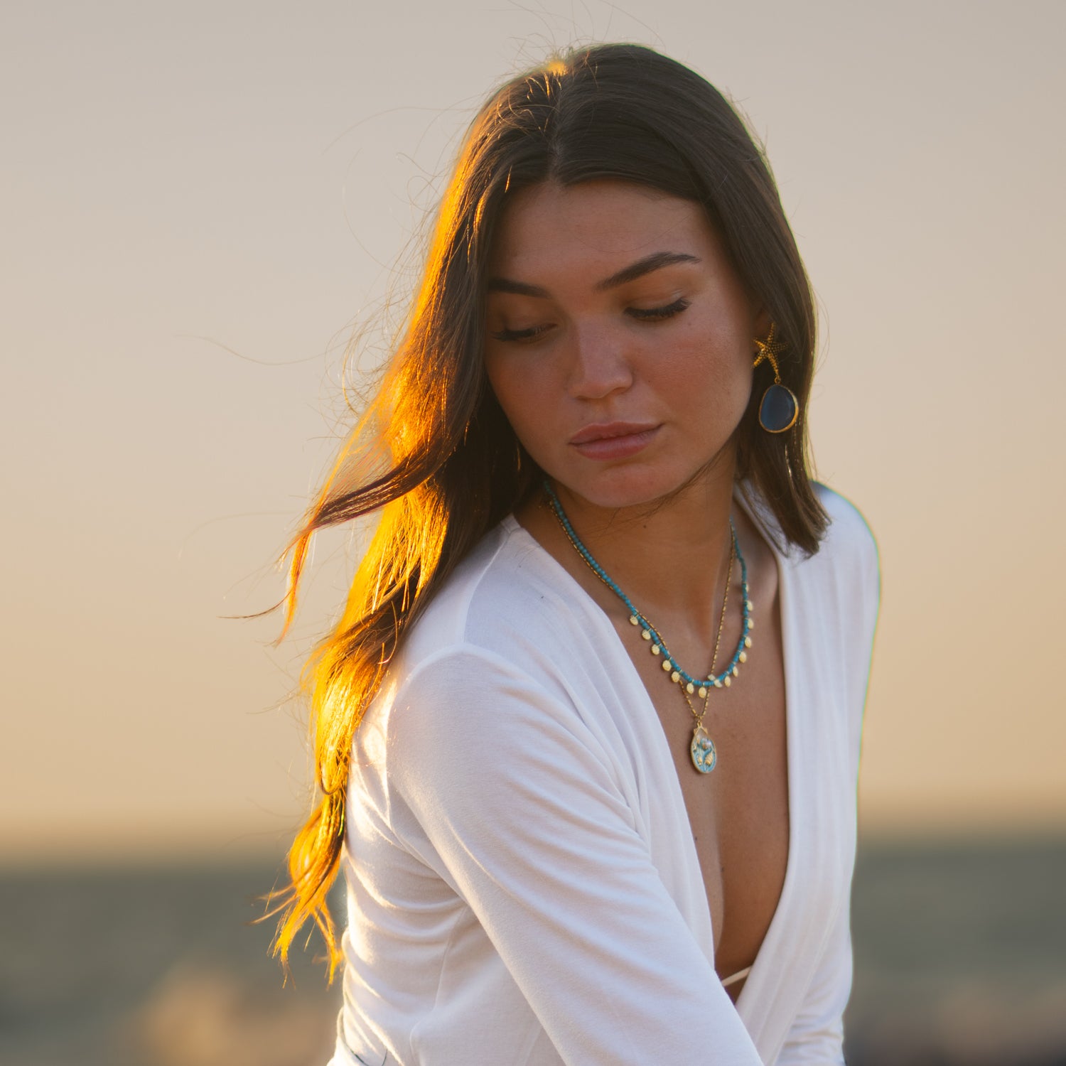 Bohemian Turquoise Coin Charm Choker Necklace