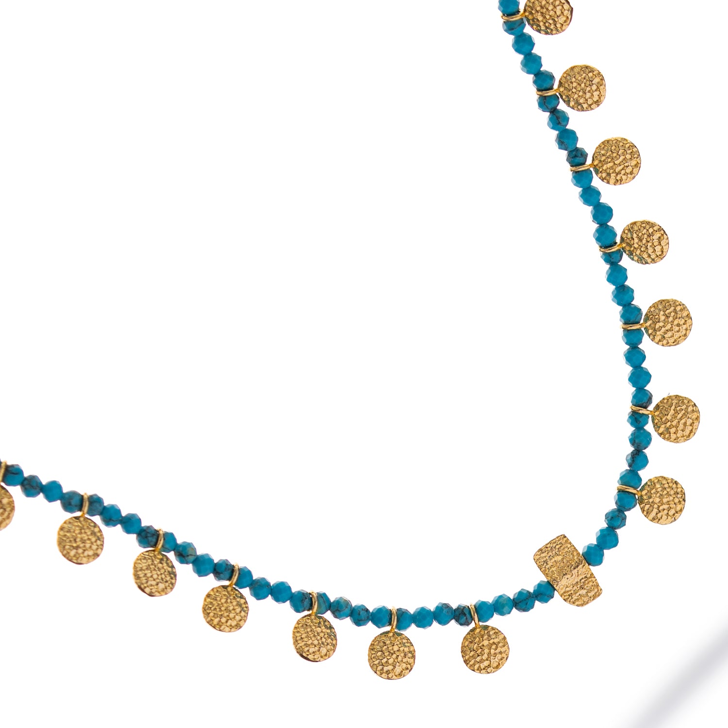 Bohemian Turquoise Coin Charm Choker Necklace